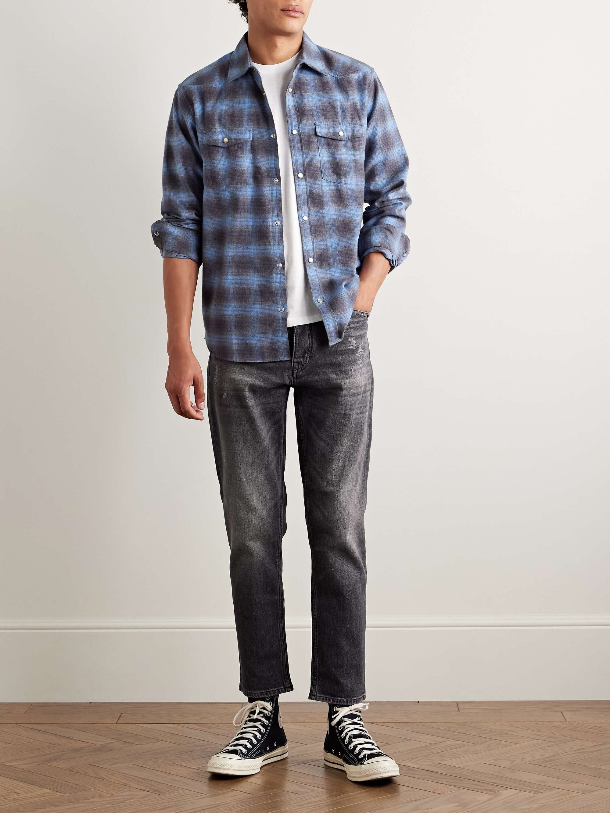 Frey 1876 Tapered Cropped Distressed Jeans view