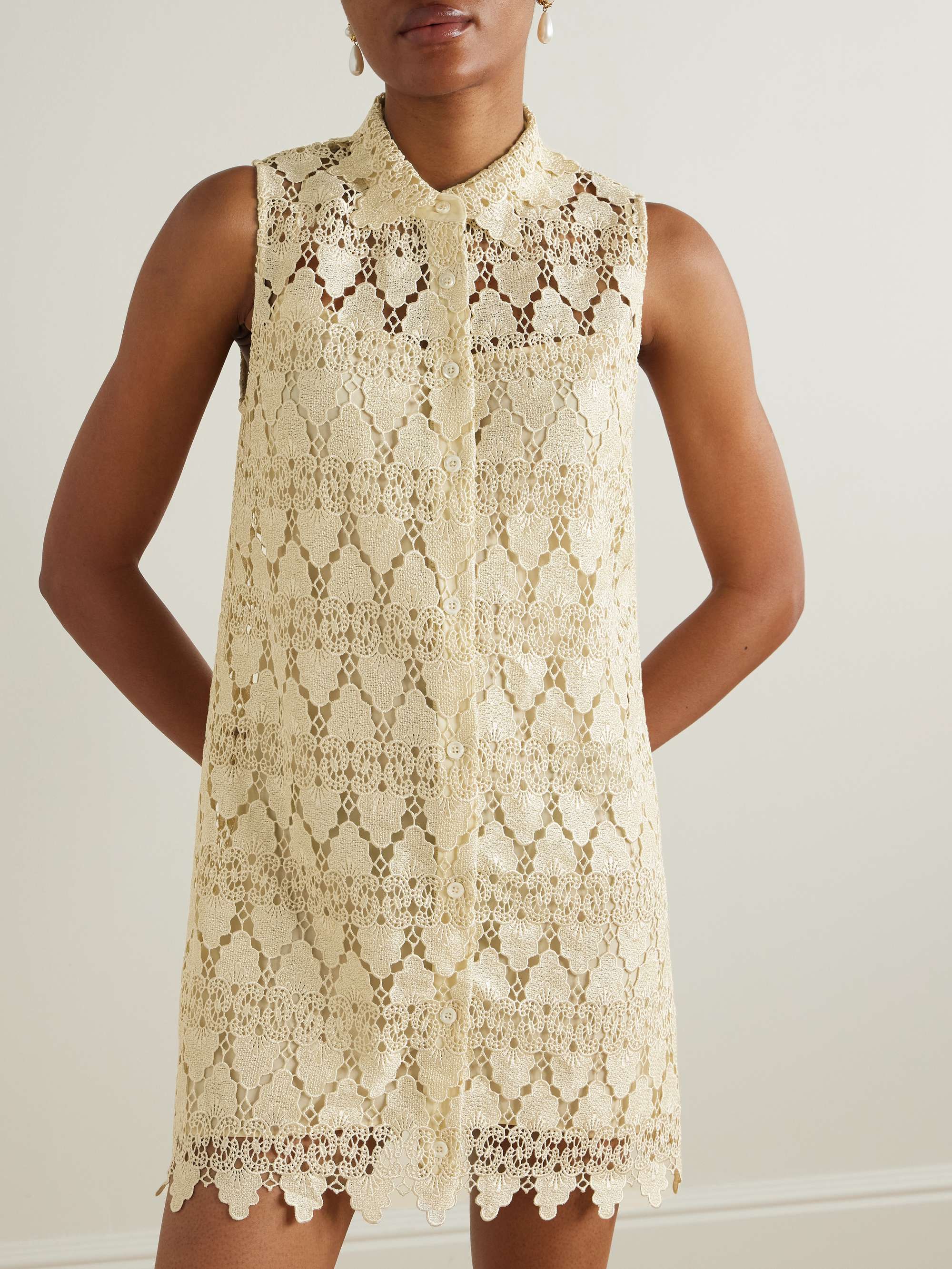 The Deco scalloped guipure lace mini shirt dress view