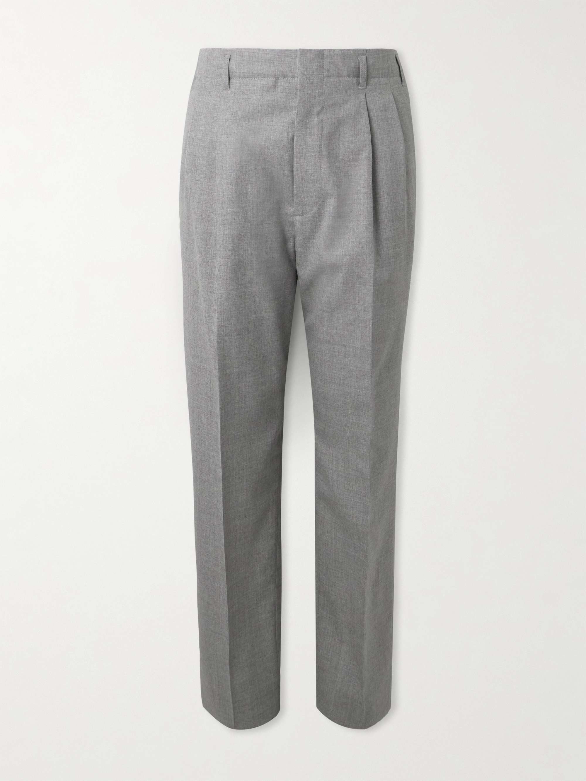 Tapered Pleated Wool Trousers view