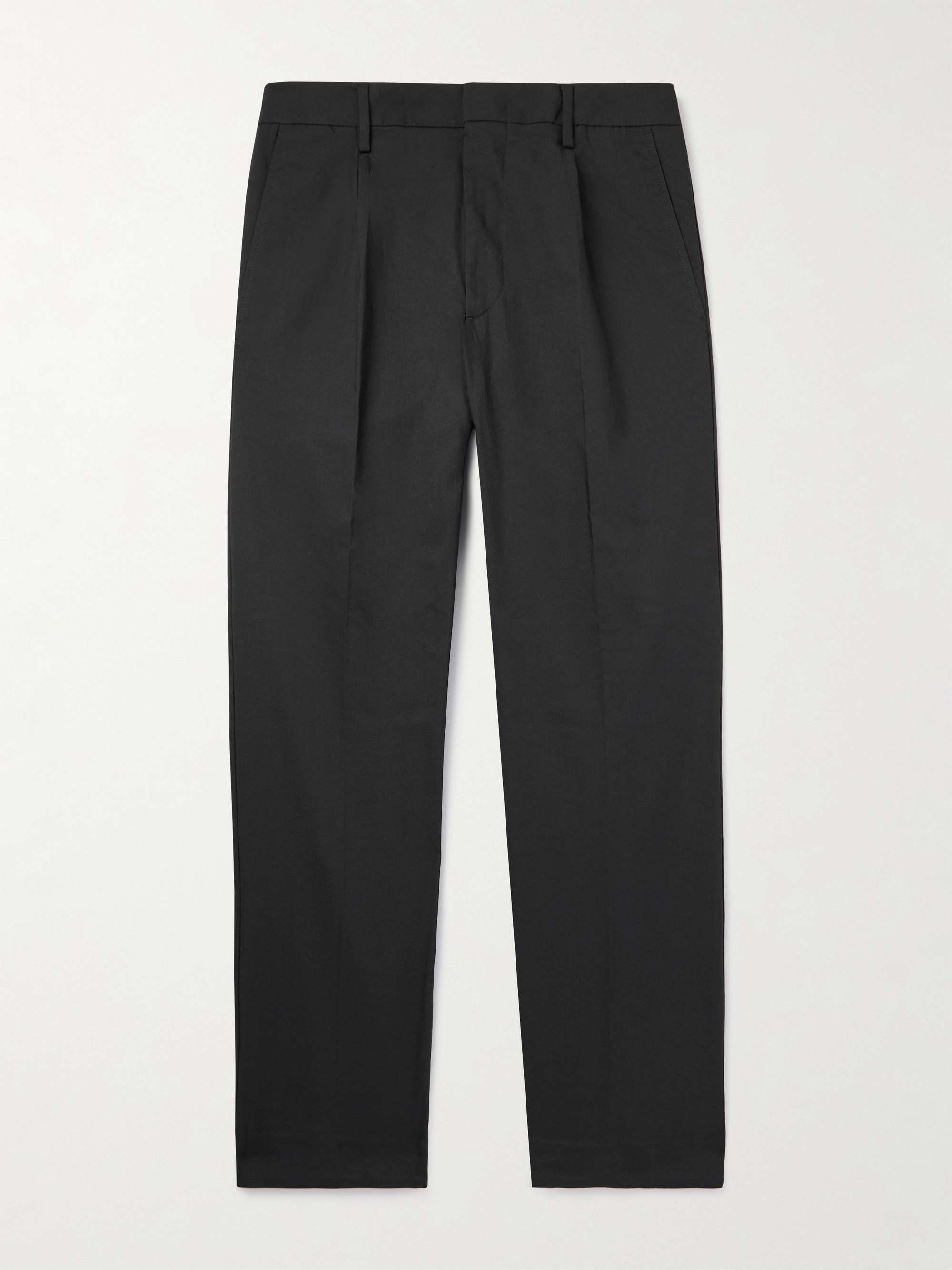 Bill 1680 Tapered Cropped Pleated Cotton-Blend Trousers view