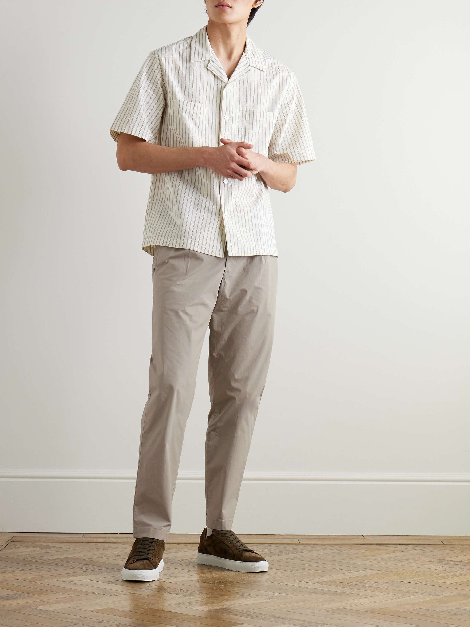 Masco Straight-Leg Pleated Cotton-Blend Trousers view