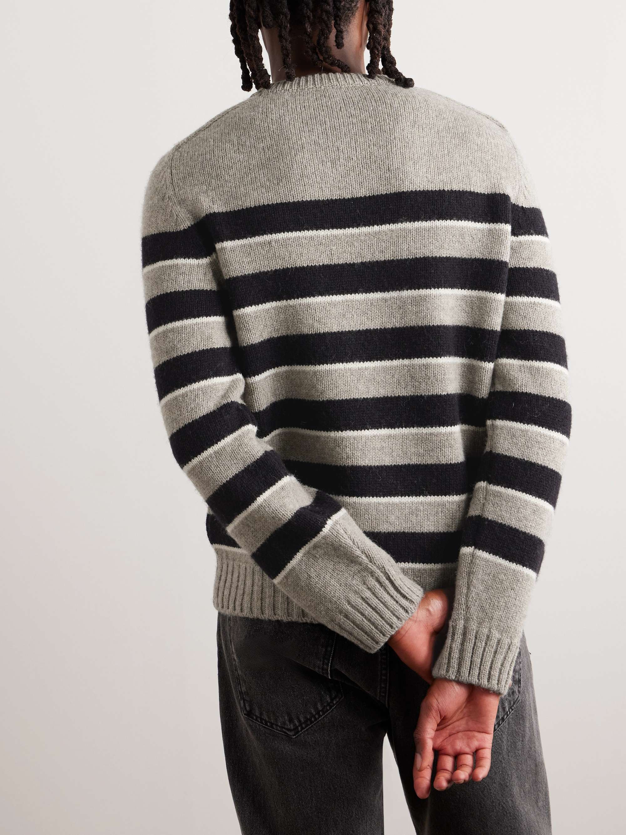 Logo-Embroidered Striped Wool Sweater view