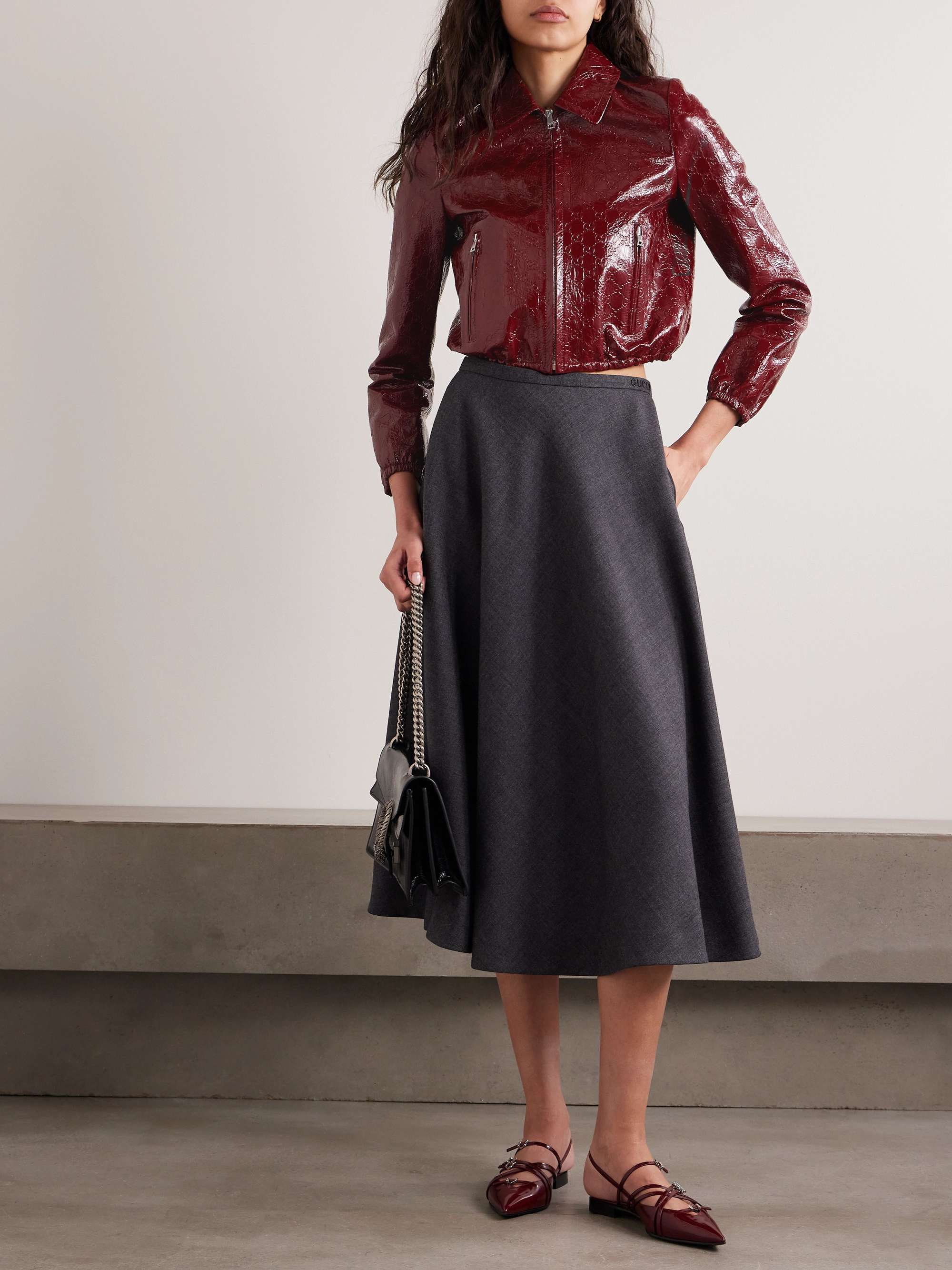 Debossed patent-leather jacket view