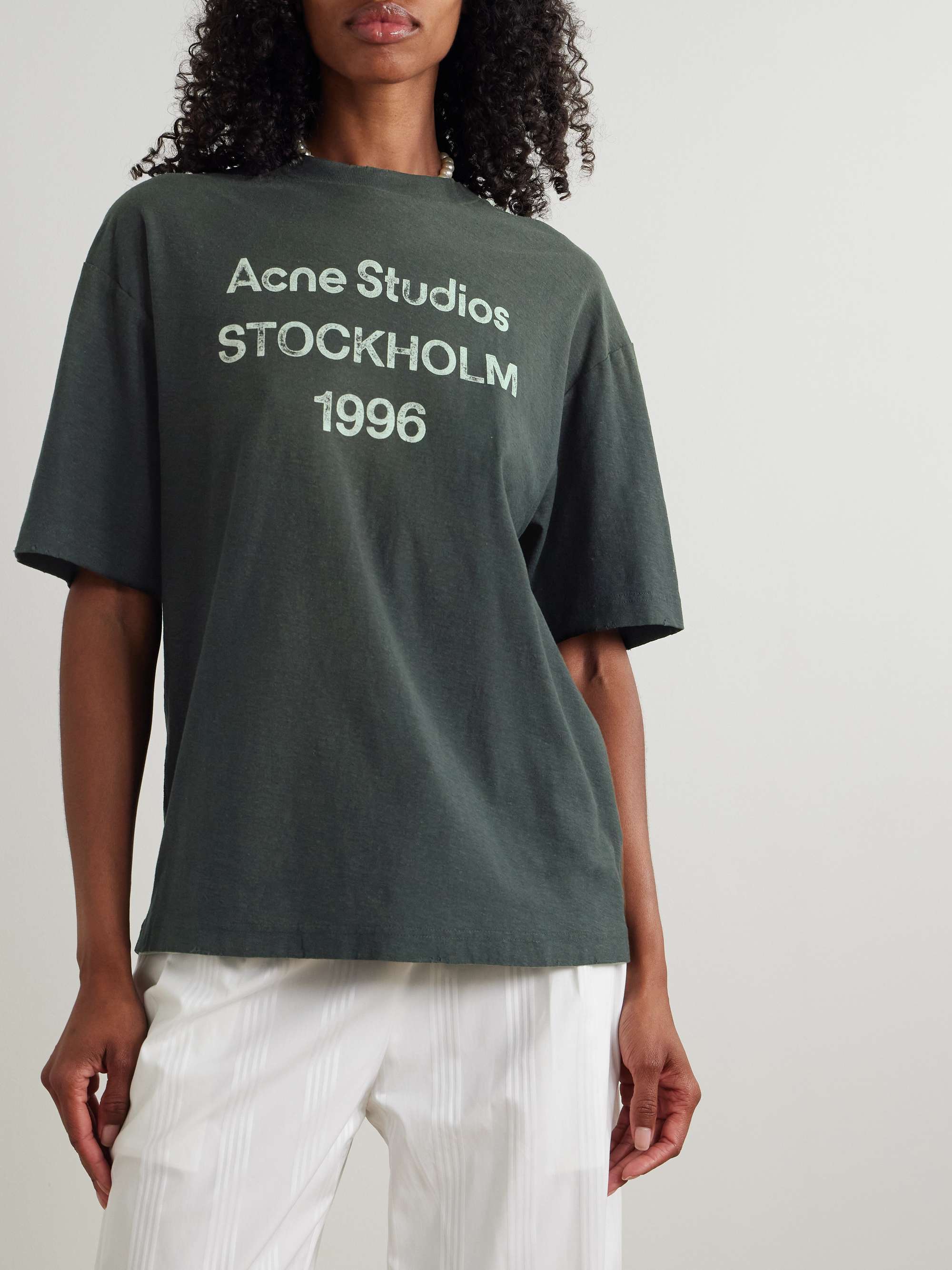 Printed distressed organic cotton-jersey T-shirt view