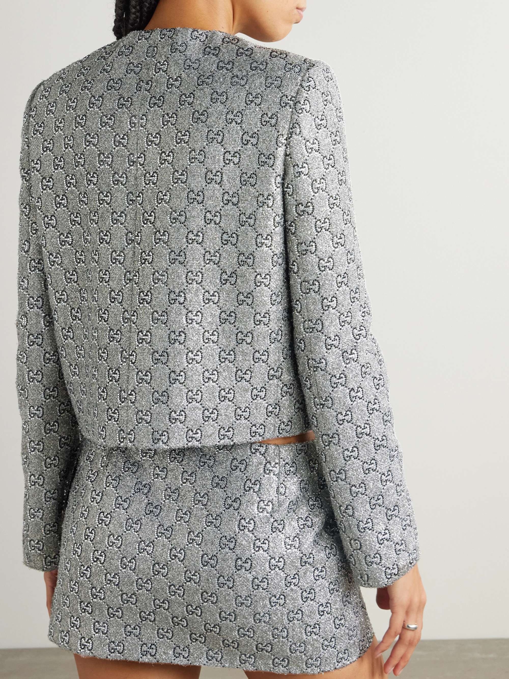 Crystal-embellished metallic tweed jacket view