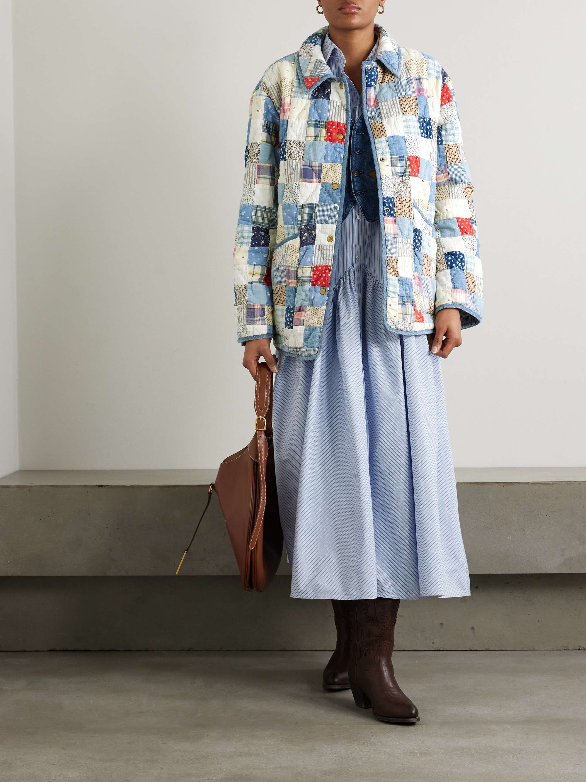 Patchwork quilted printed cotton jacket view