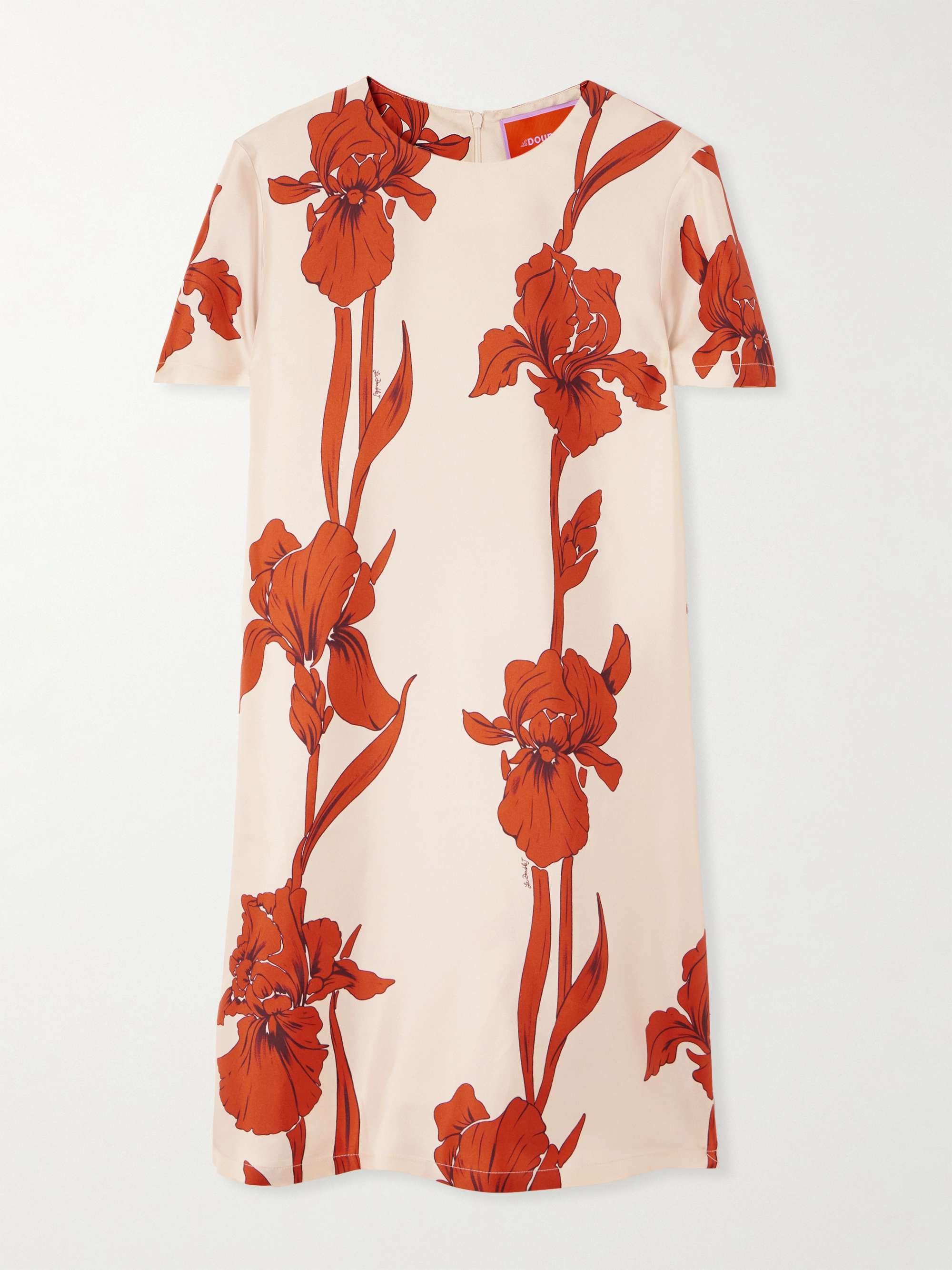 Floral-print silk-twill mini dress view