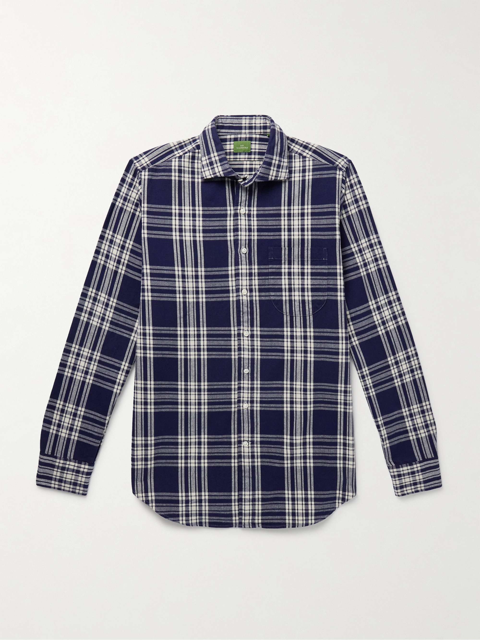 Slim-Fit Checked Brushed Cotton-Twill Shirt view
