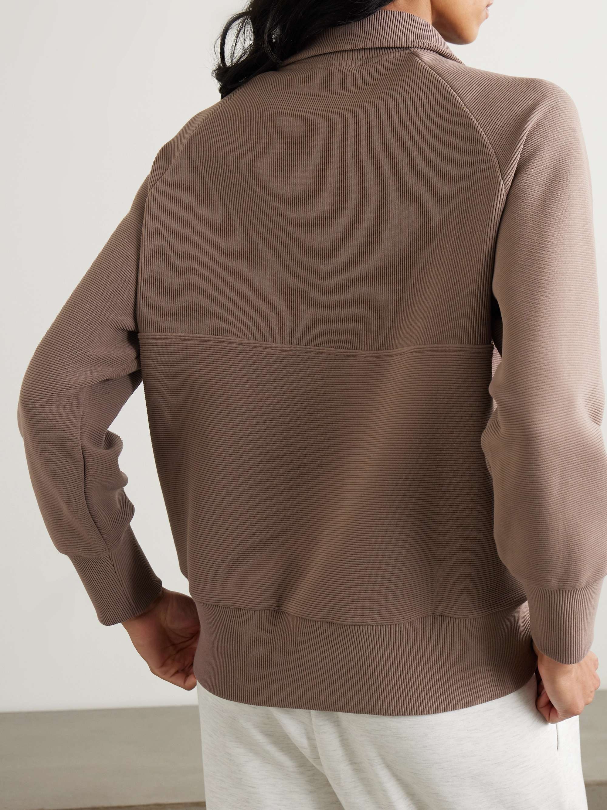 Lismore satin-trimmed ribbed cotton-blend sweater view
