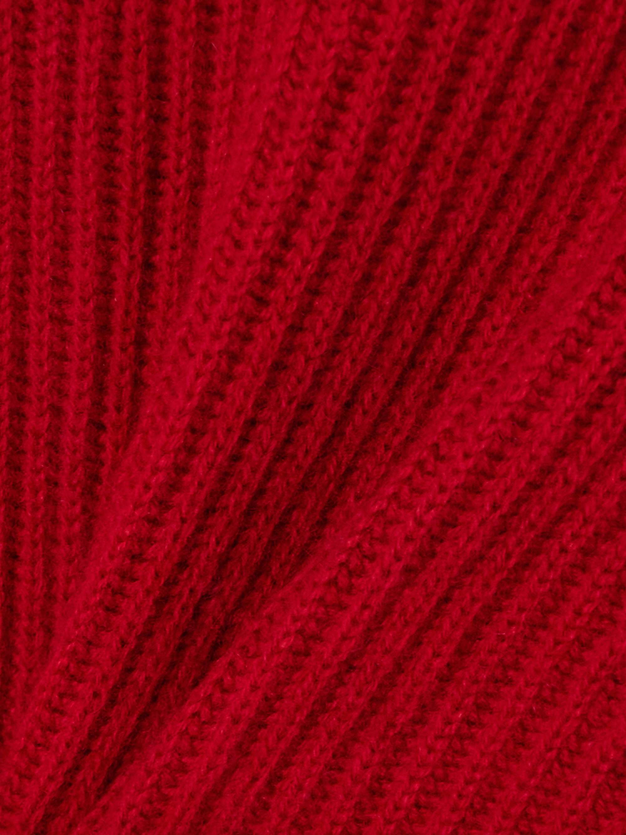 Bead-embellished turtleneck ribbed cashmere polo sweater view