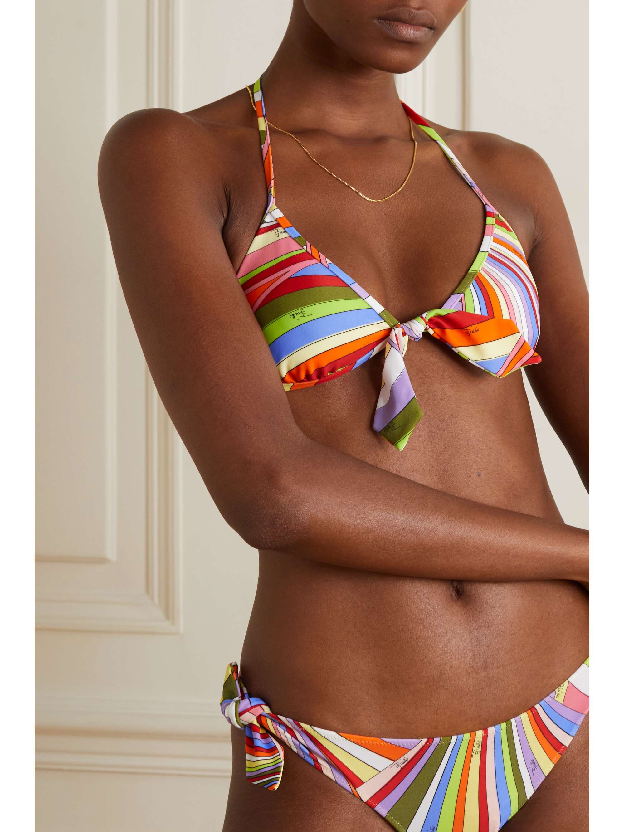 Baby Iride tie-detailed printed triangle bikini top view