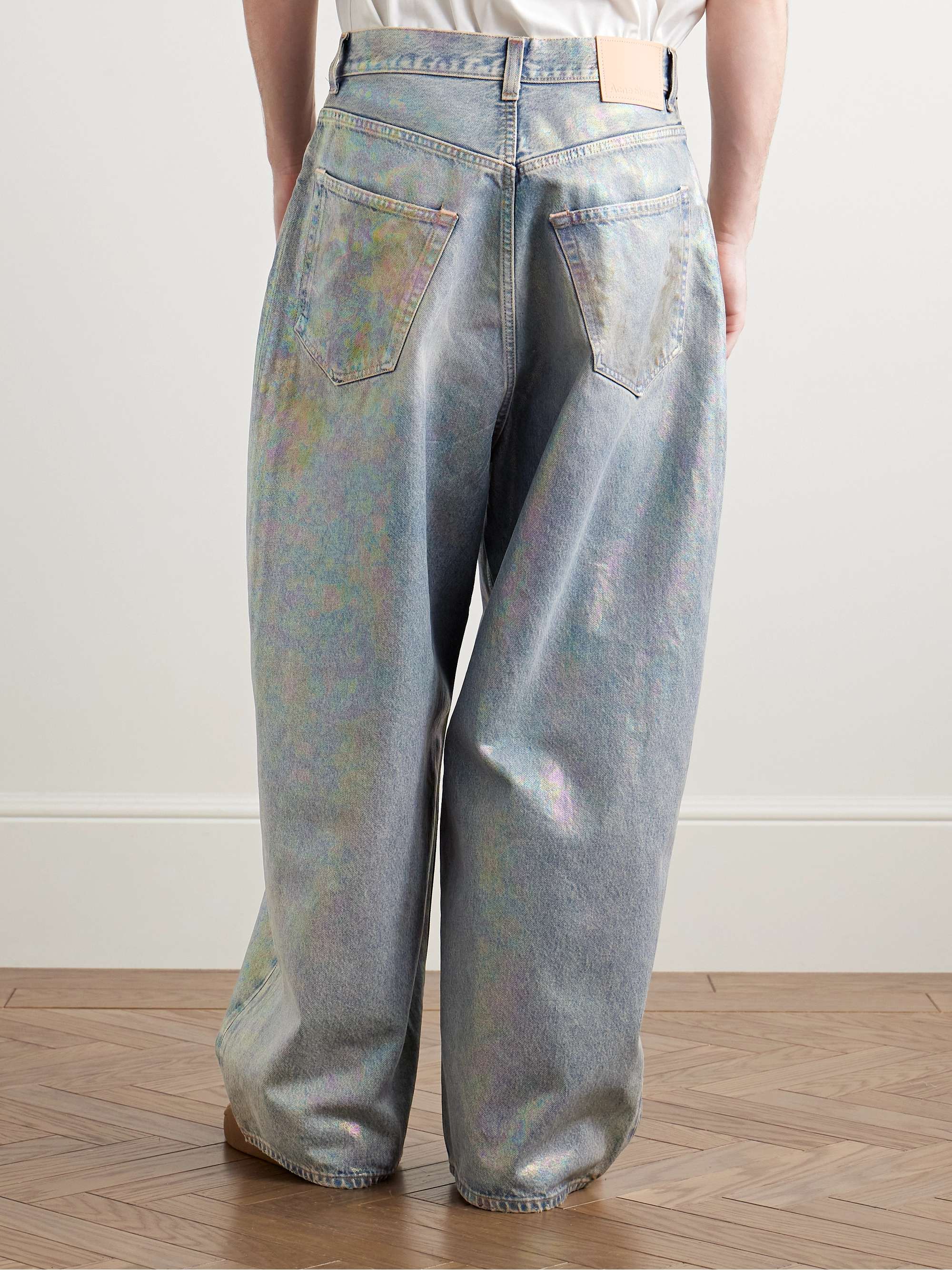 Dirty Halo Wide-Leg Distressed Iridescent Jeans view