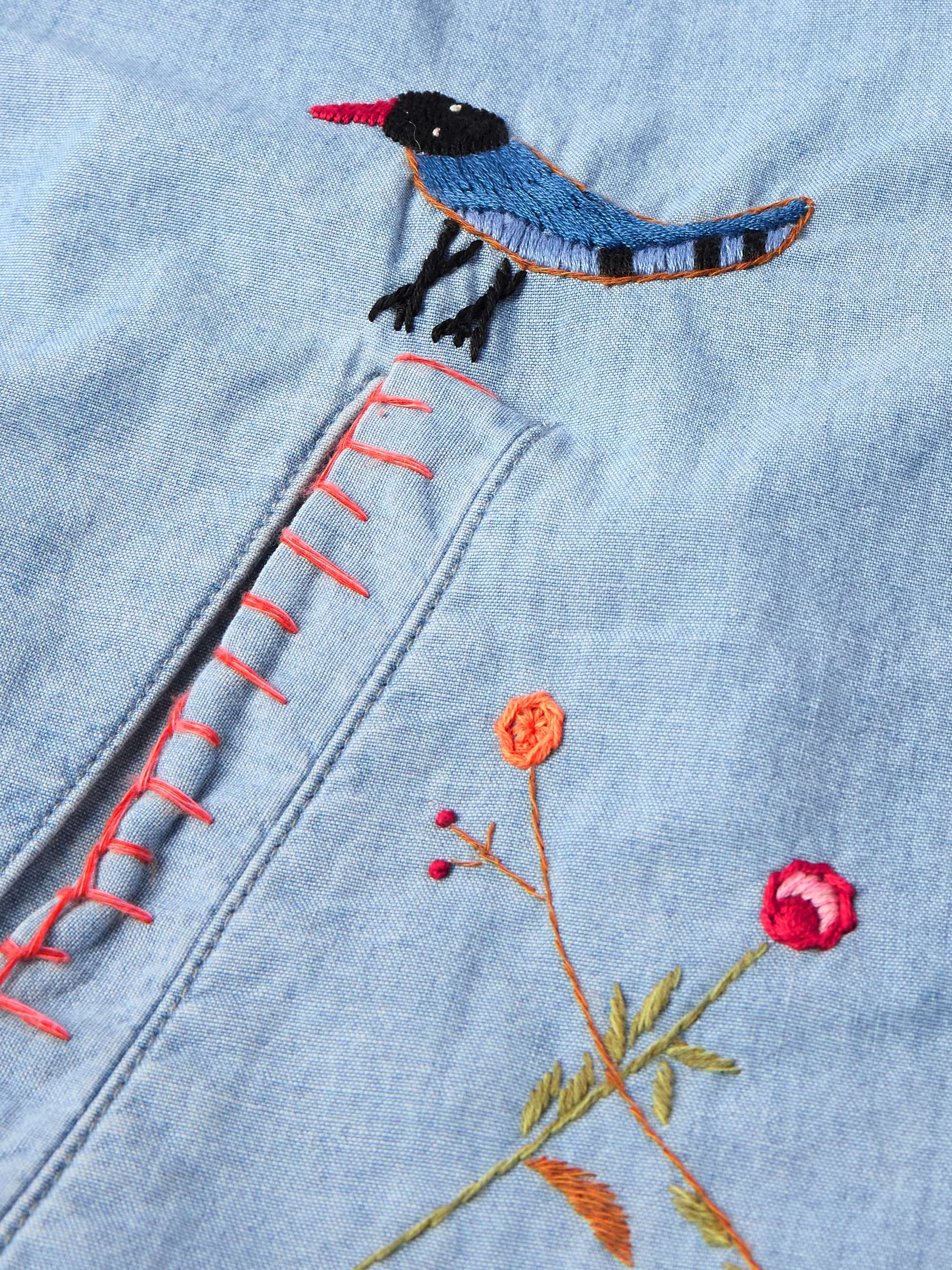 Drizzler Cropped Embroidered Cotton-Chambray Jacket view