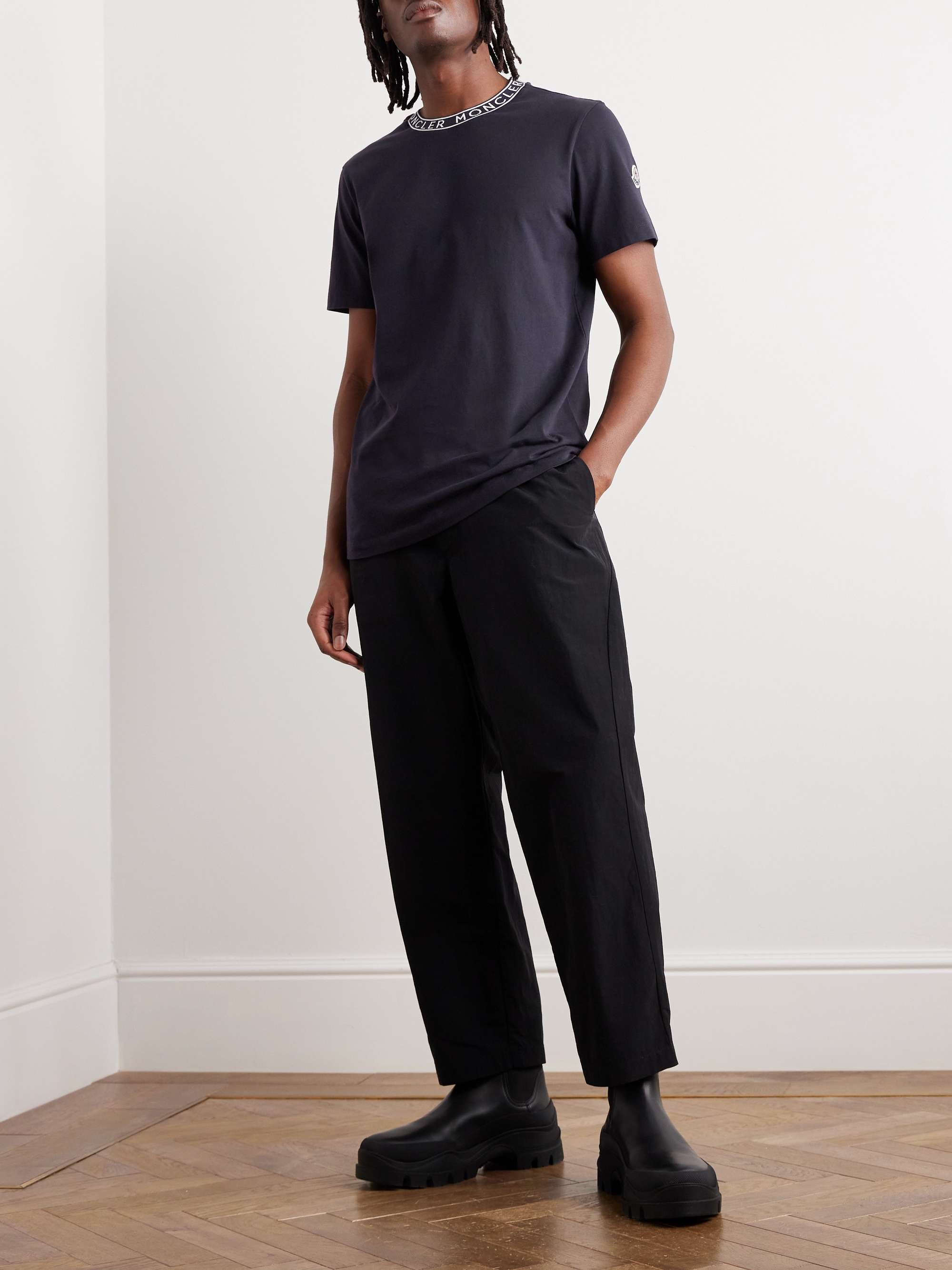Slim-Fit Logo-Jacquard Cotton-Jersey T-Shirt view