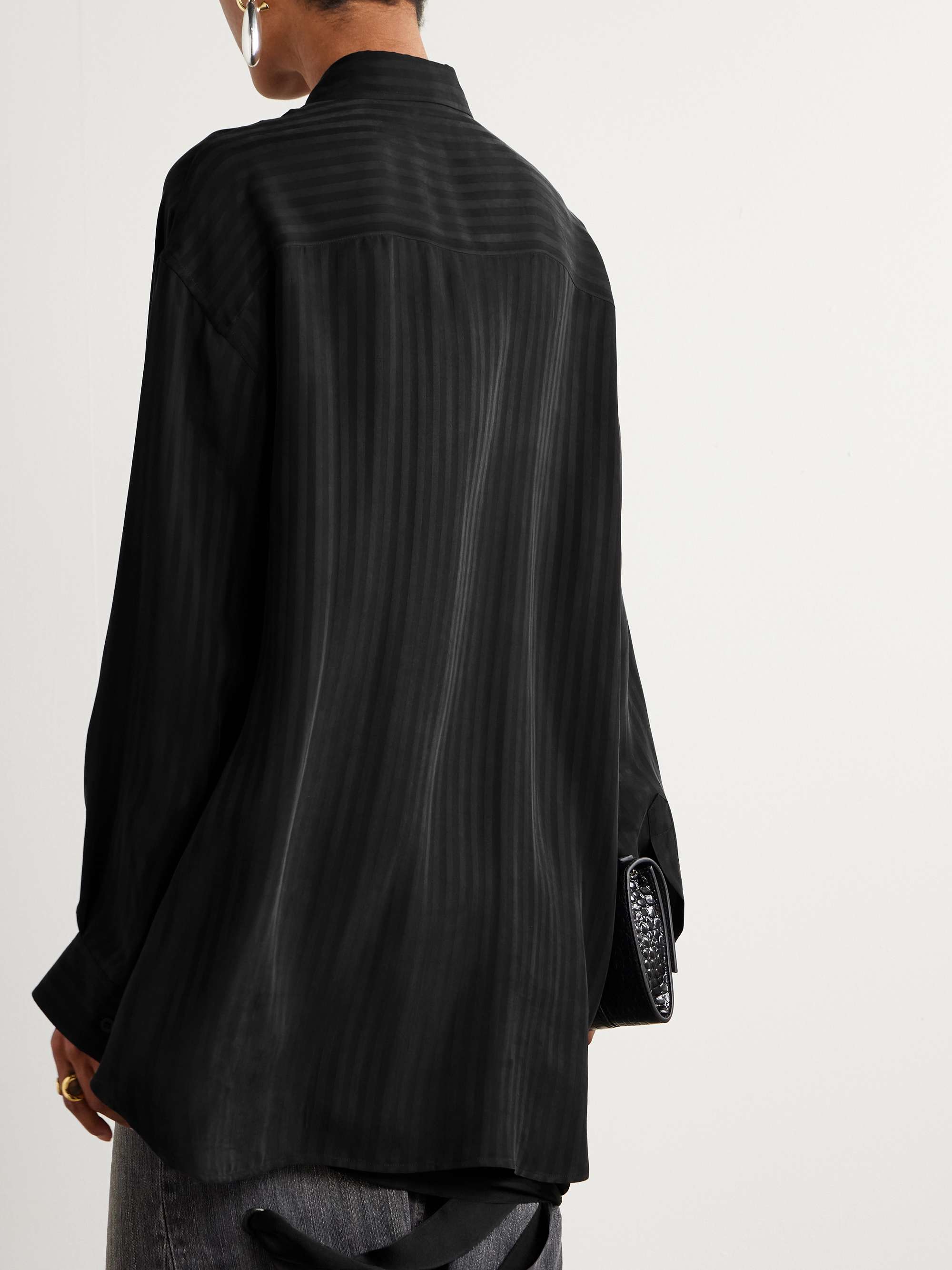 Striped satin-jacquard shirt view