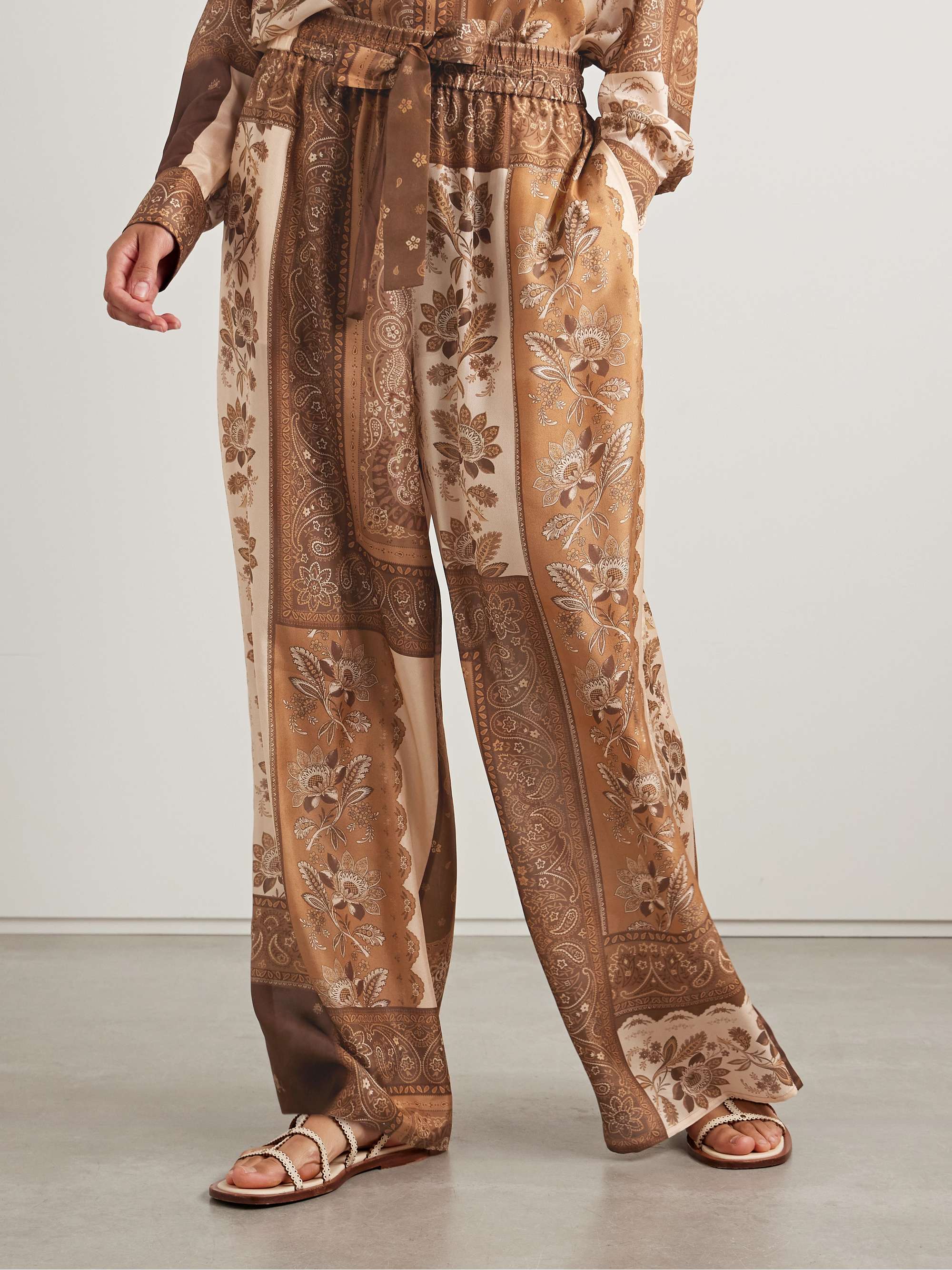 Lucky printed silk wide-leg pants view