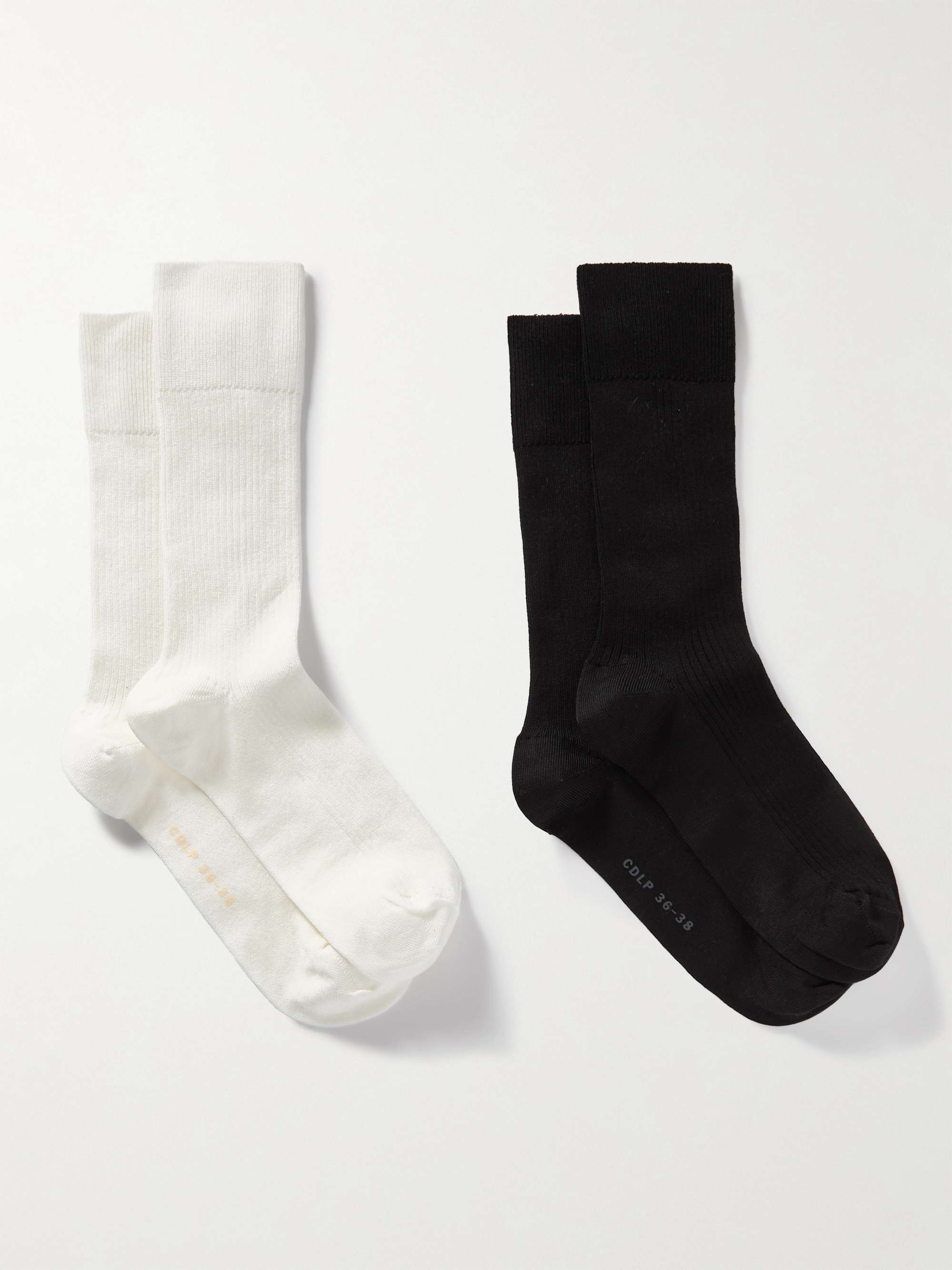 Set of six ribbed cotton-blend socks view
