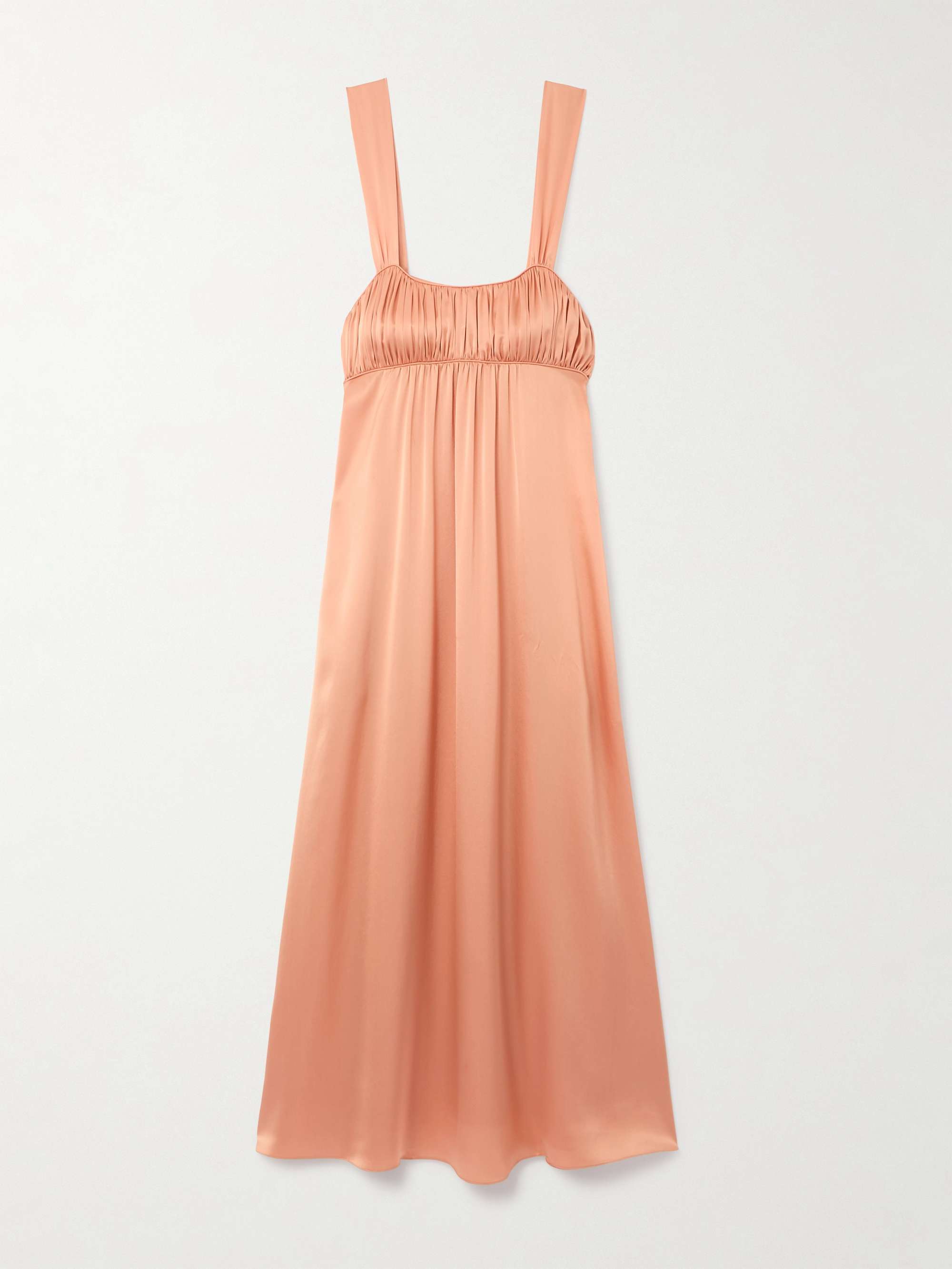 Gathered silk-satin midi dress view