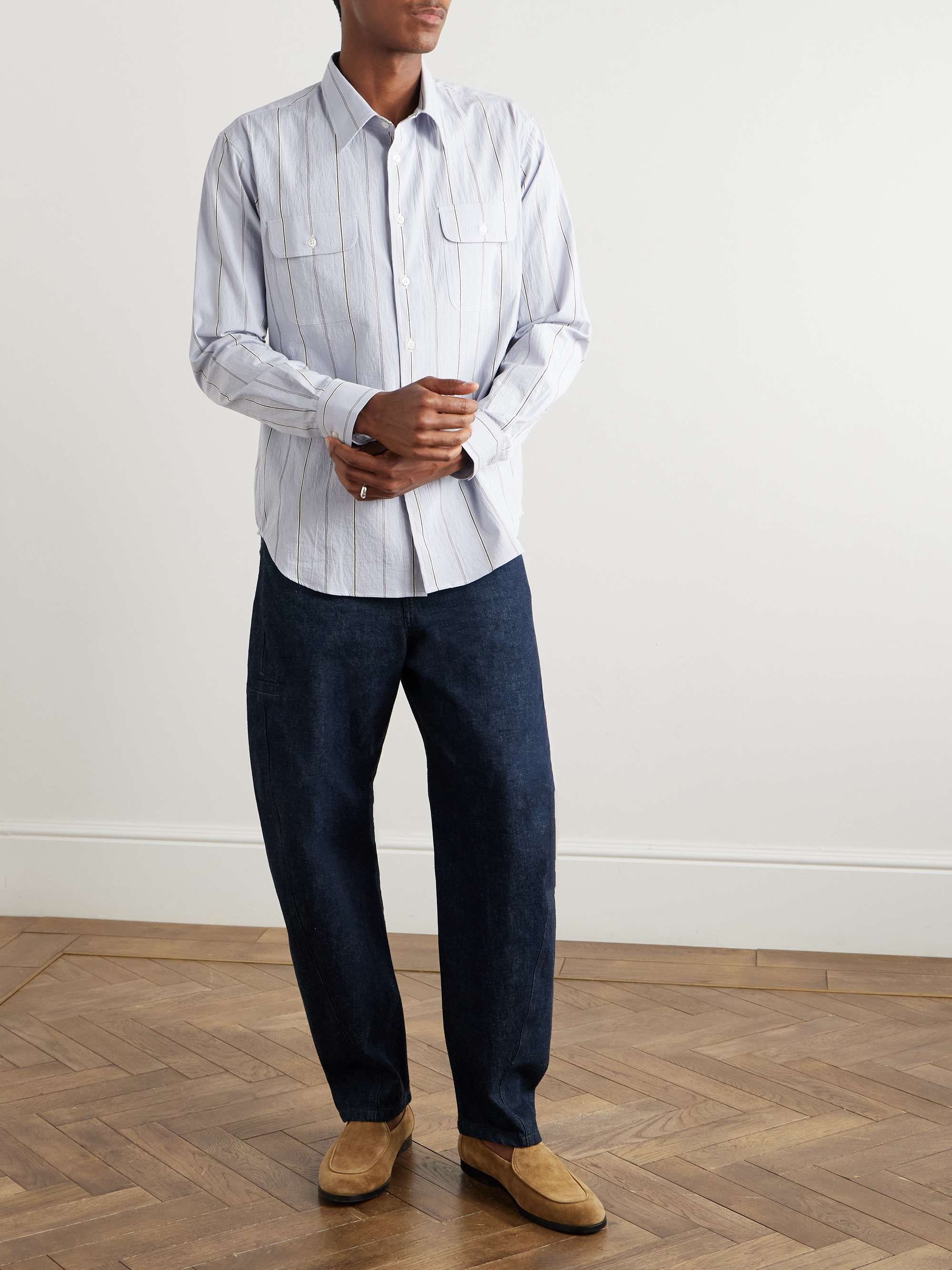 Artist Striped Organic Cotton-Poplin Shirt view