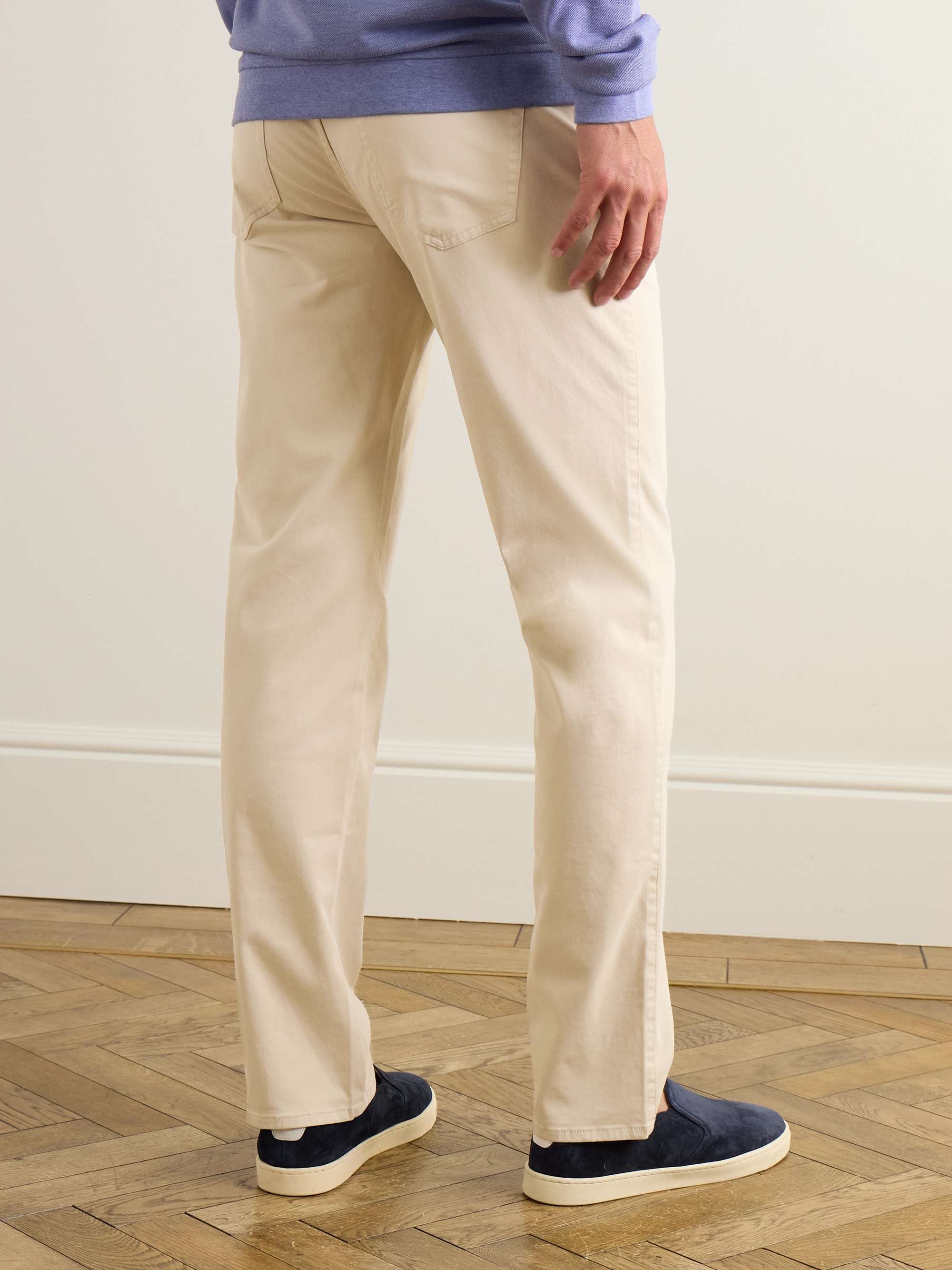 Slim-Fit Cotton-Blend Sateen Trousers view
