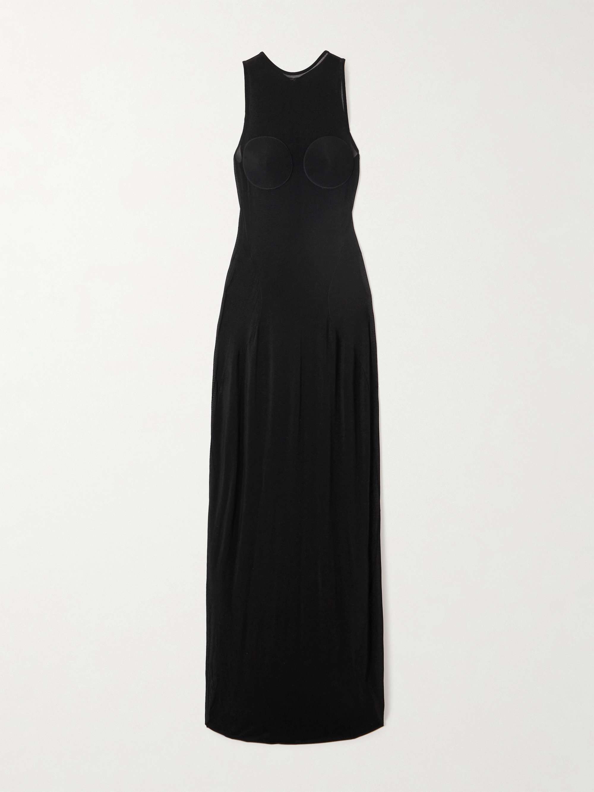 Paneled tulle maxi dress view