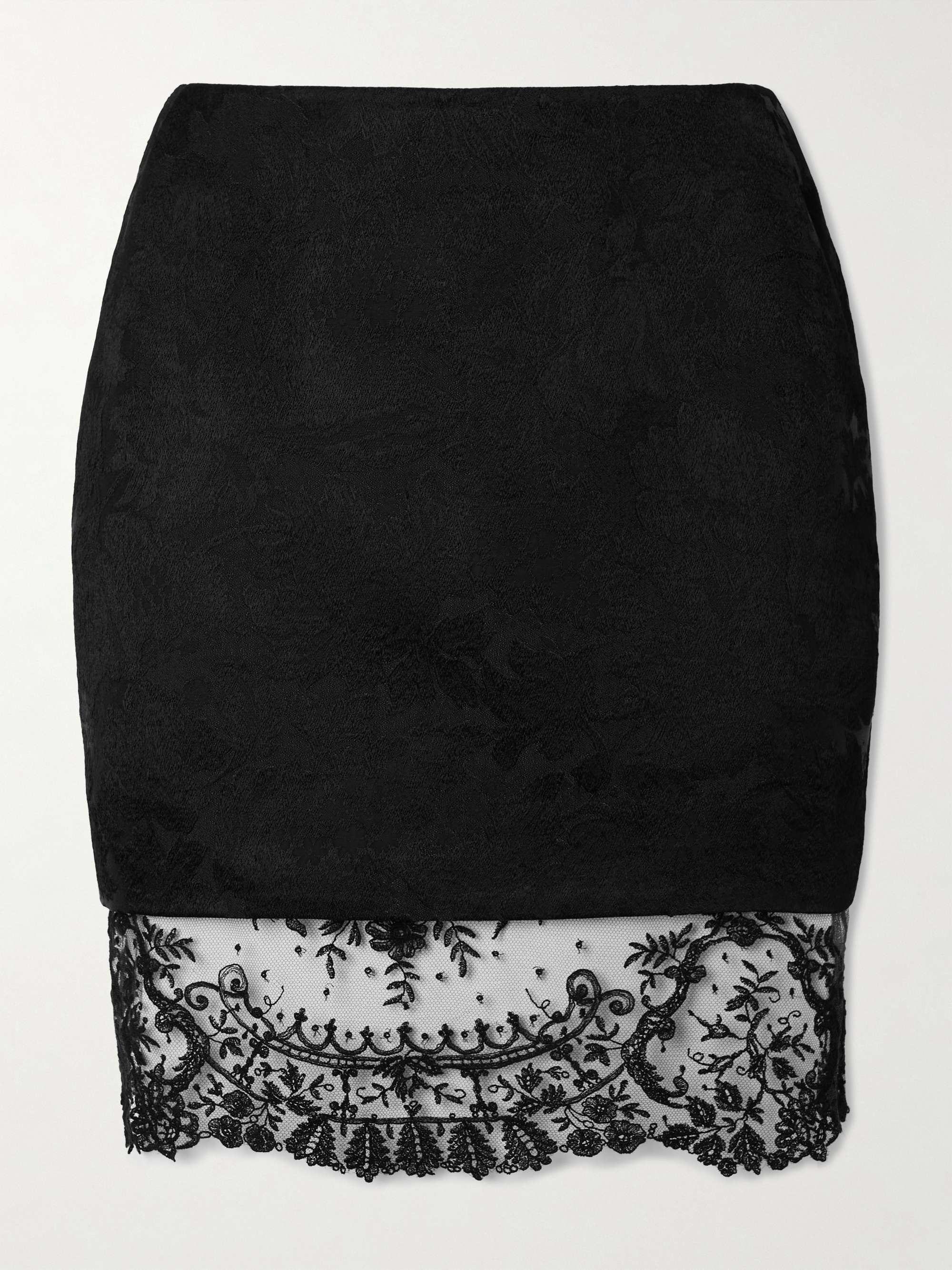 Lace-trimmed wool-jacquard mini skirt view