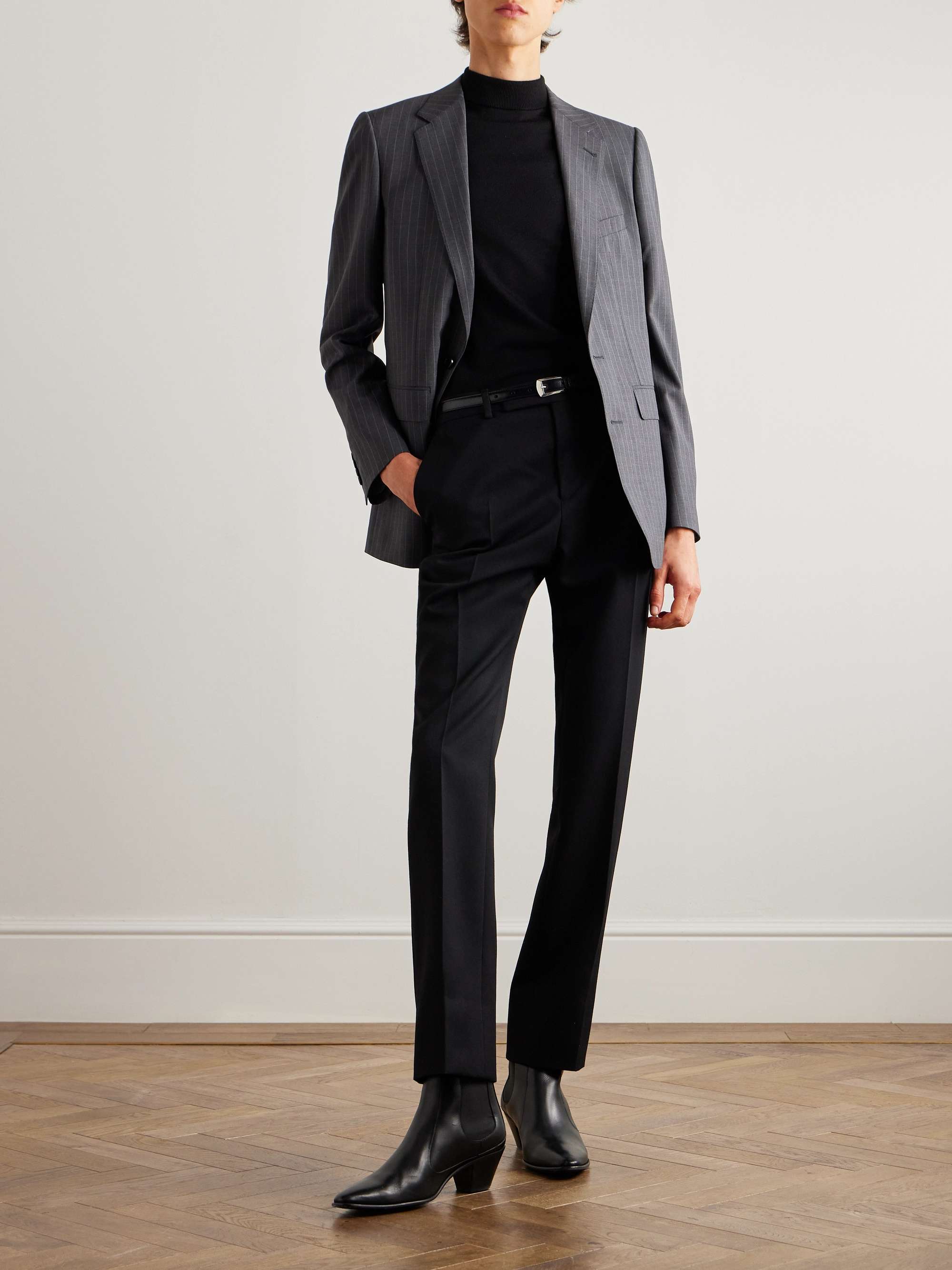 Pinstriped Wool Blazer view