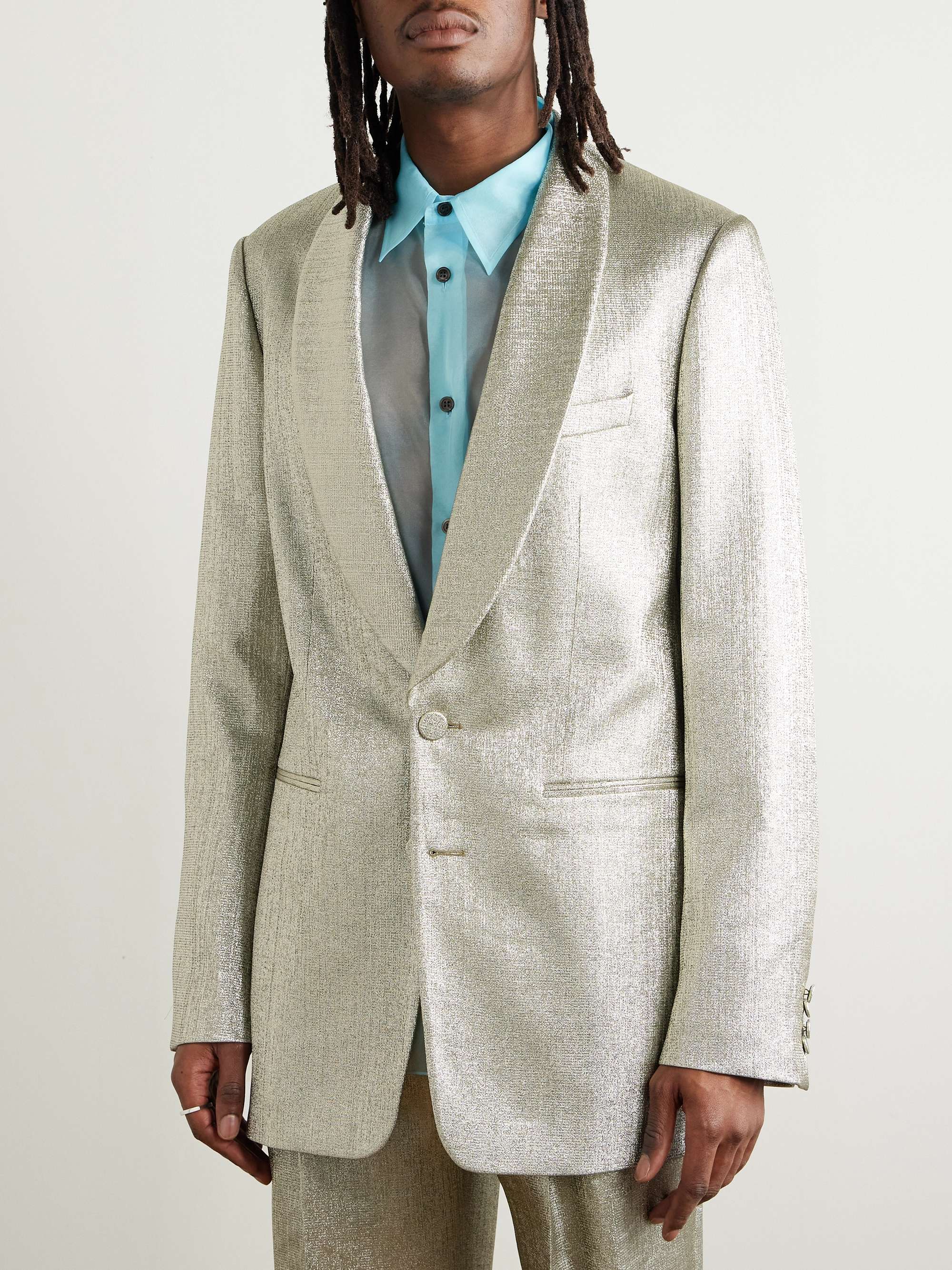 Shawl-Collar Lamé Suit Jacket view