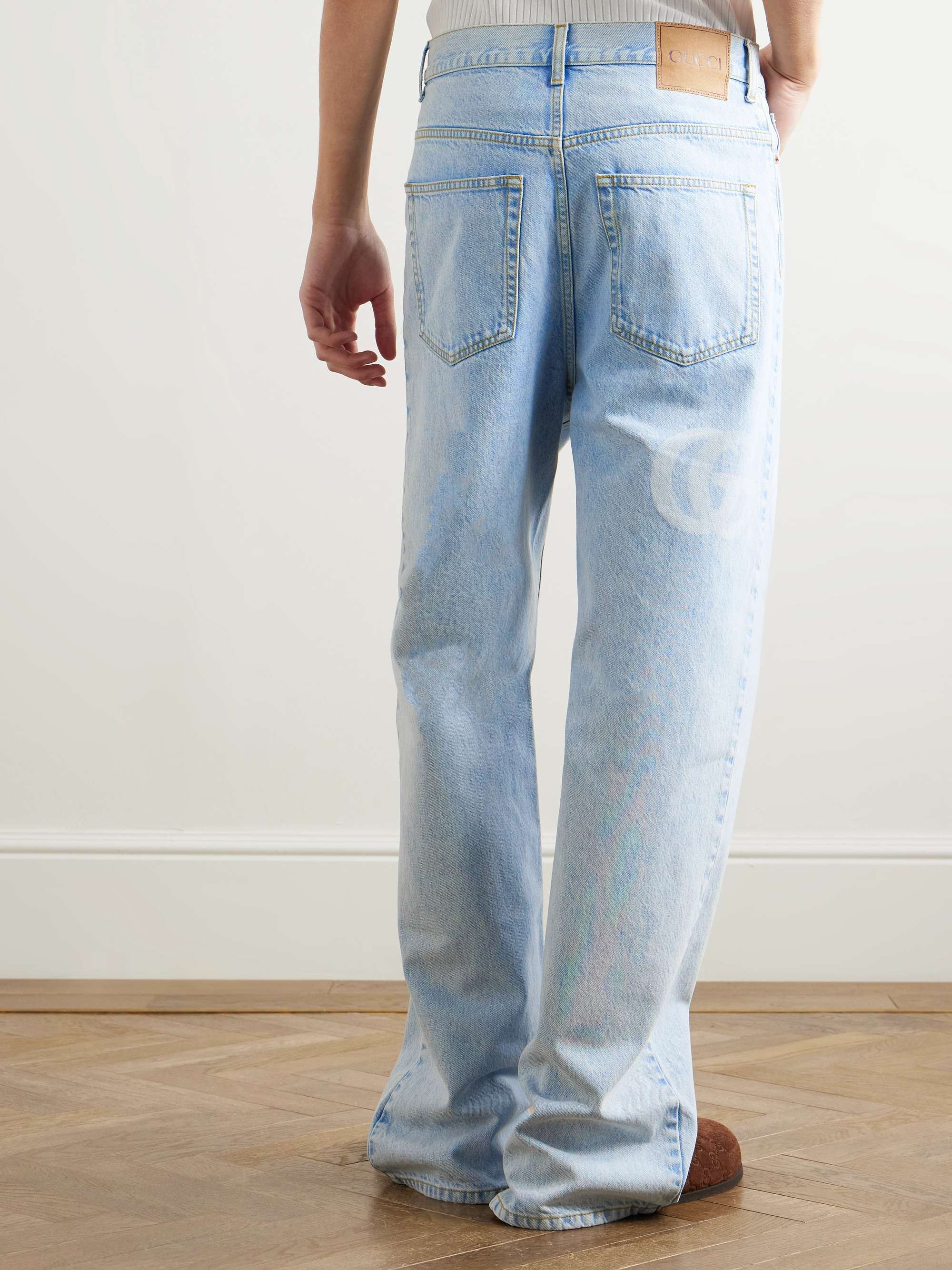 Straight-Leg Logo-Print Jeans view