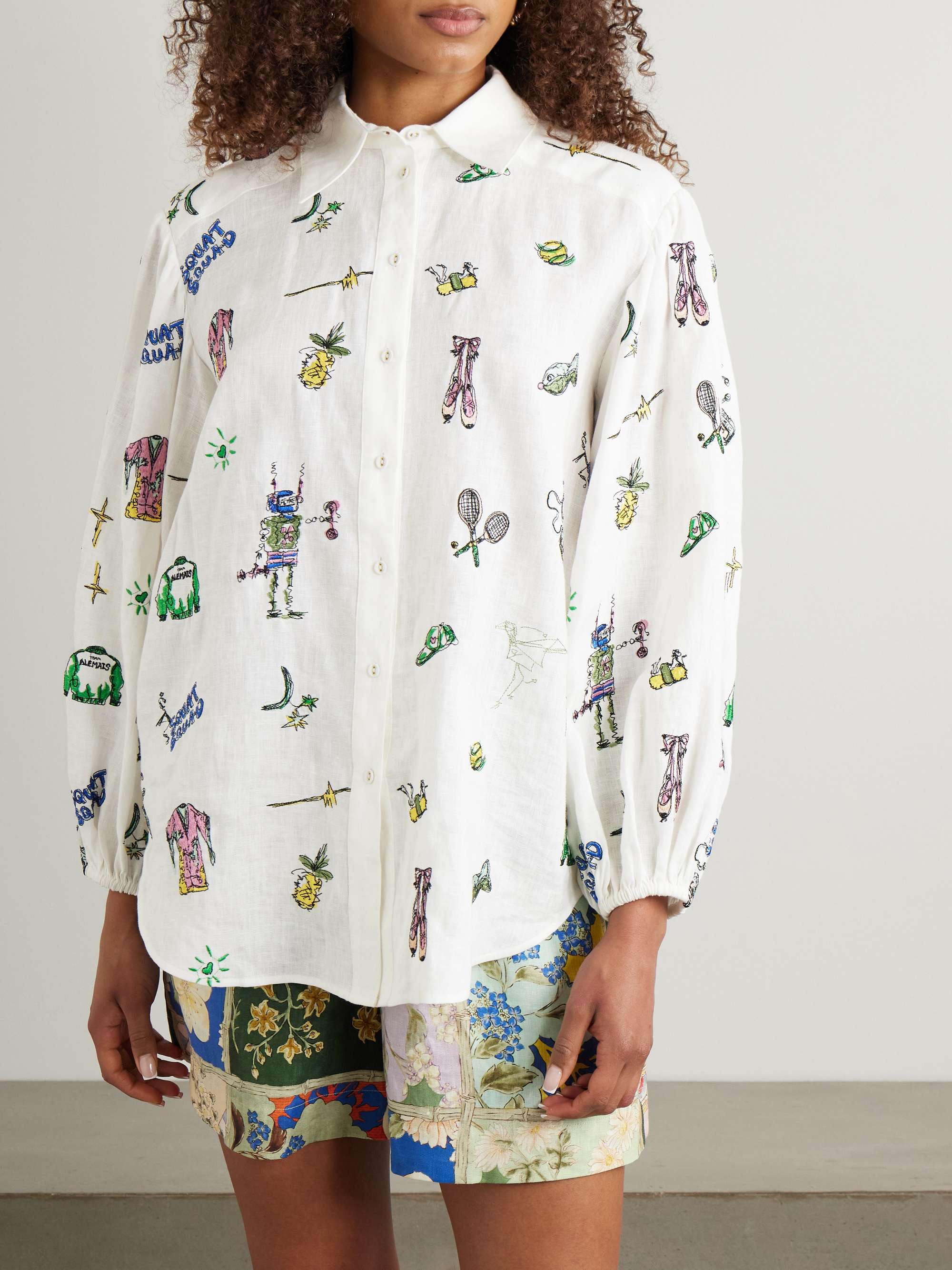 + Anouk Colantoni Play embroidered linen shirt view