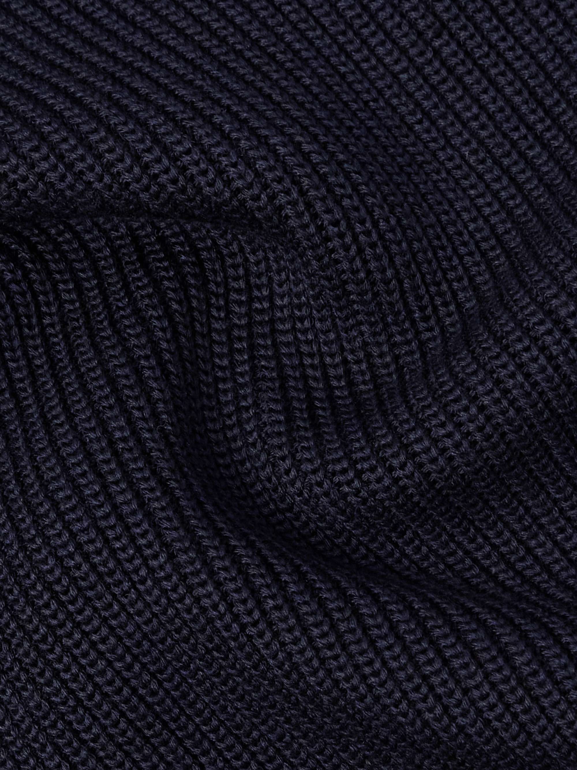 Slim-Fit Ribbed Silk and Merino Wool-Blend Half-Zip Sweater view