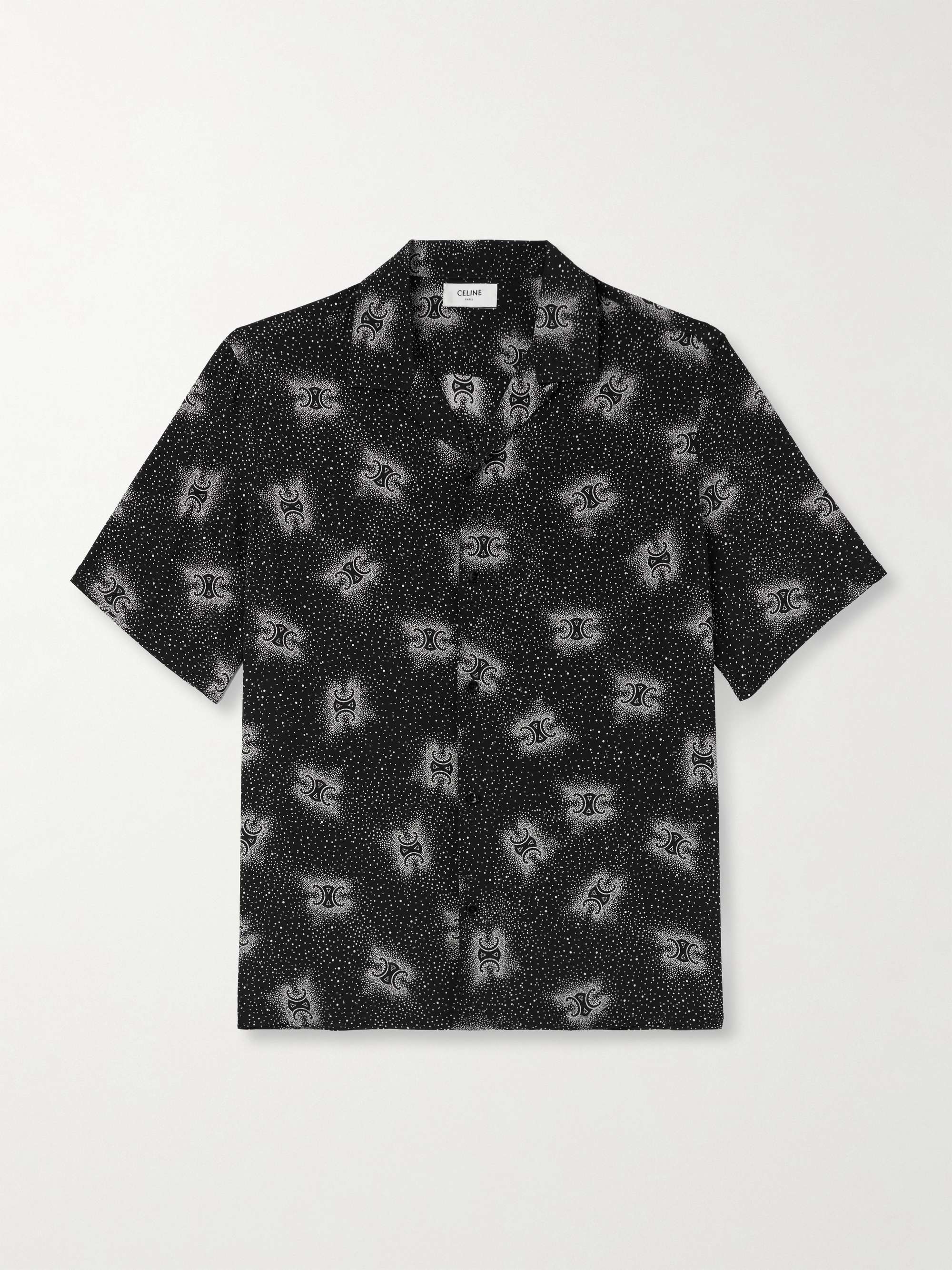Camp-Collar Logo-Print Polka-Dot Silk Shirt view