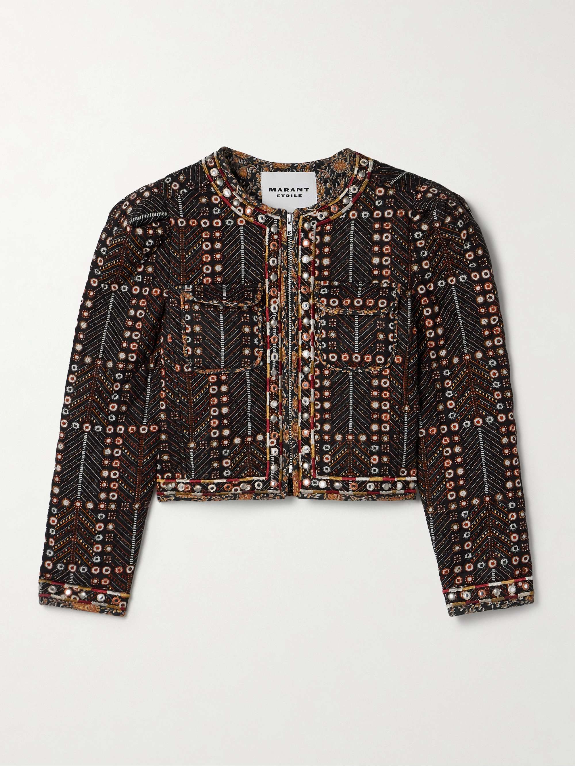 Christy embellished quilted printed cotton-voile jacket view