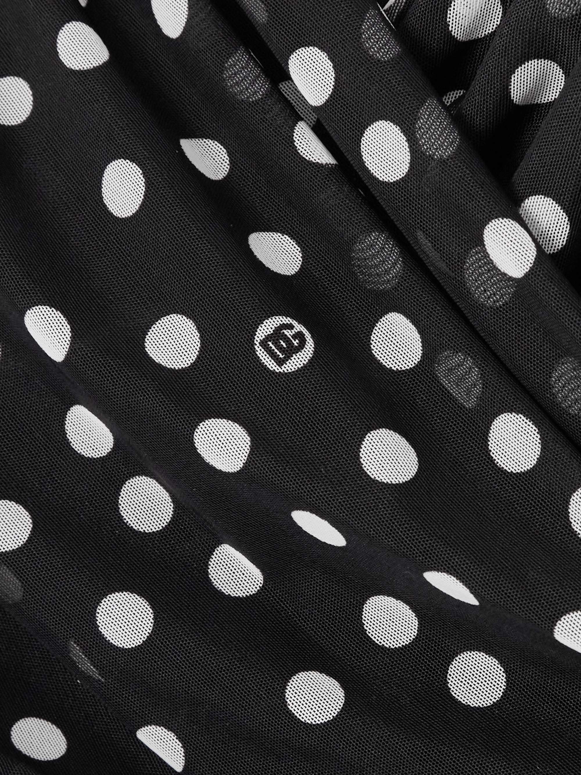 Ruched wrap-effect printed polka-dot tulle blouse view