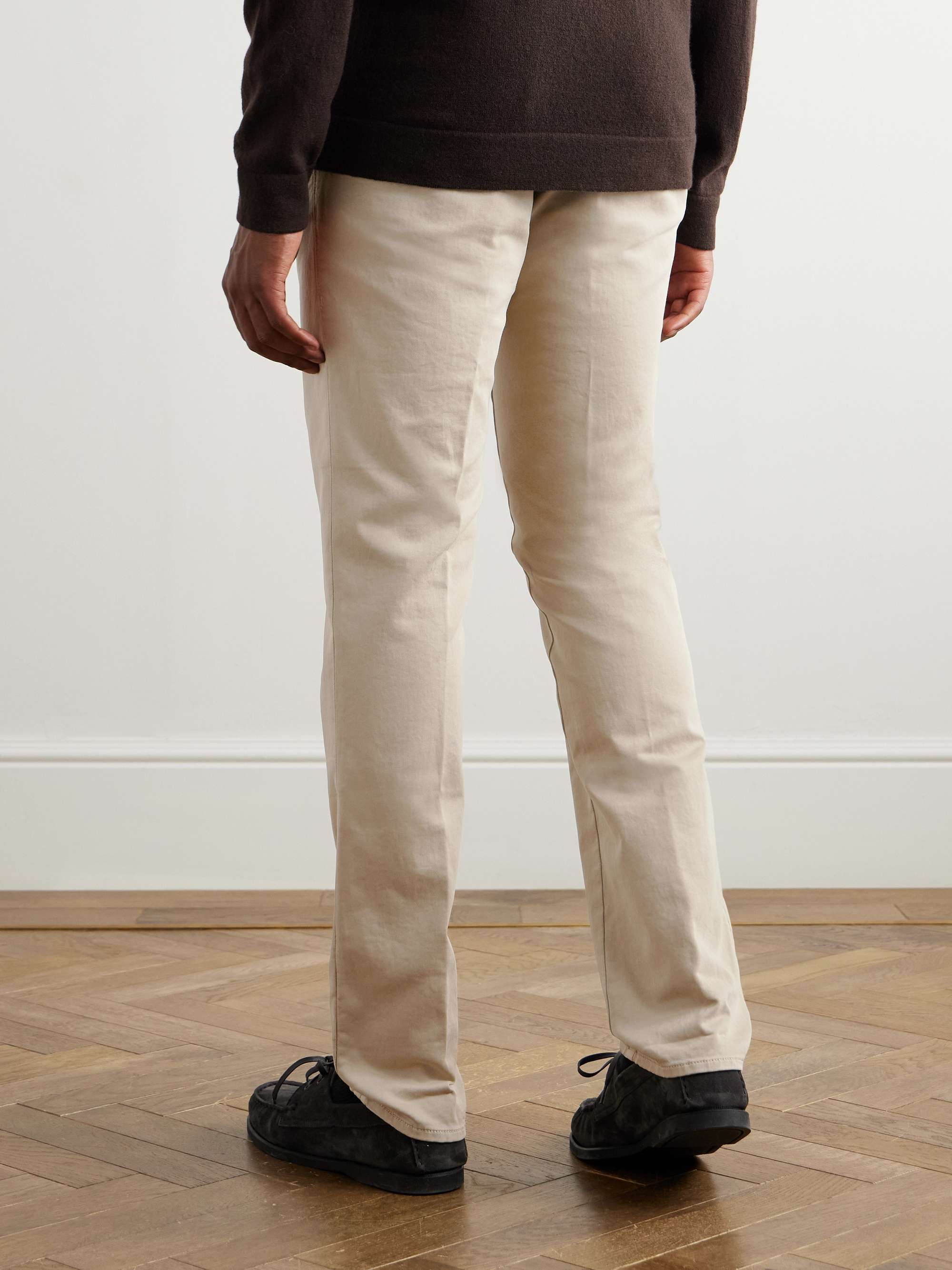 Slim-Fit Stretch-Cotton Sateen Trousers view