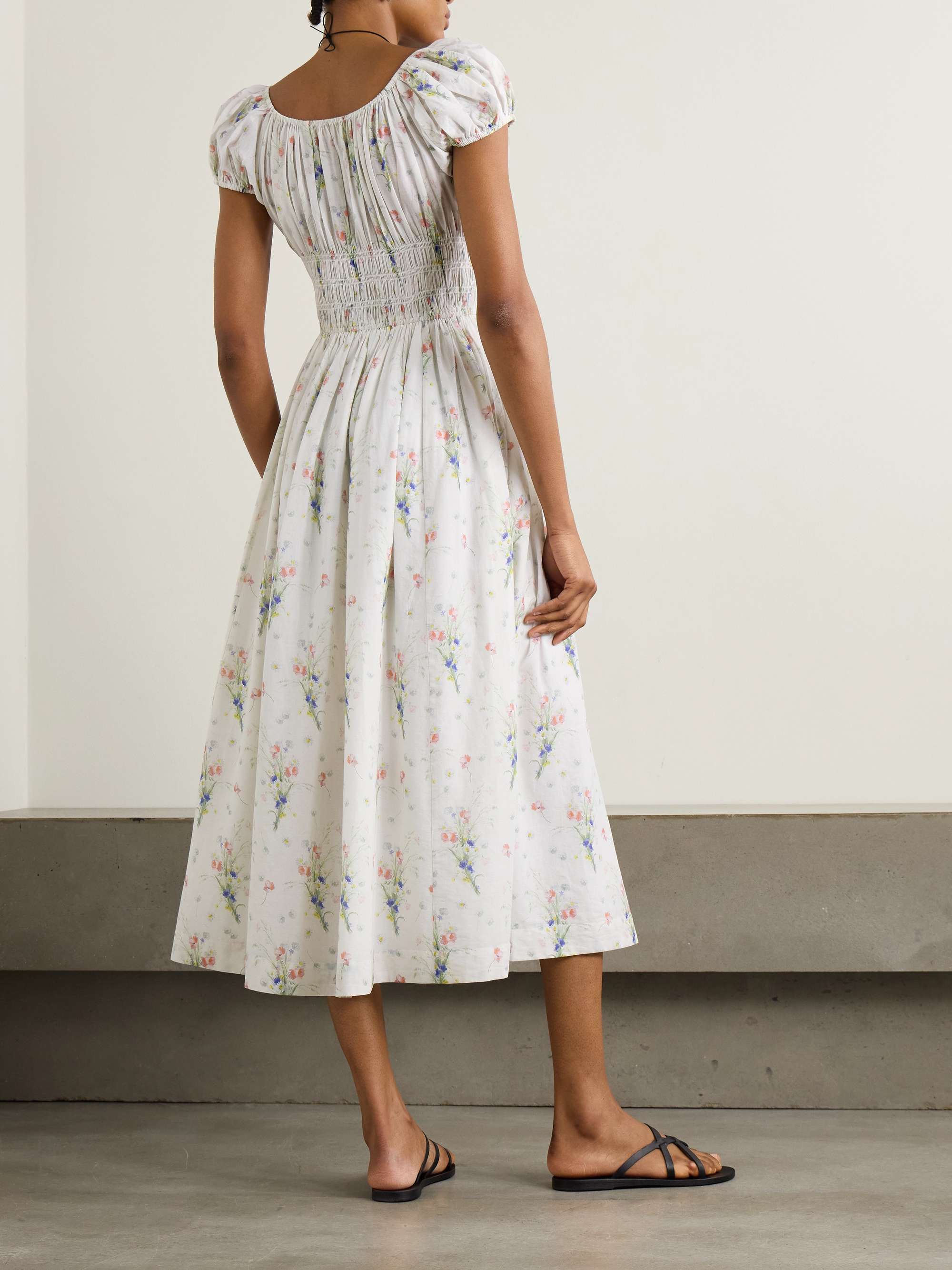 Quinley shirred floral-print organic cotton midi dress view