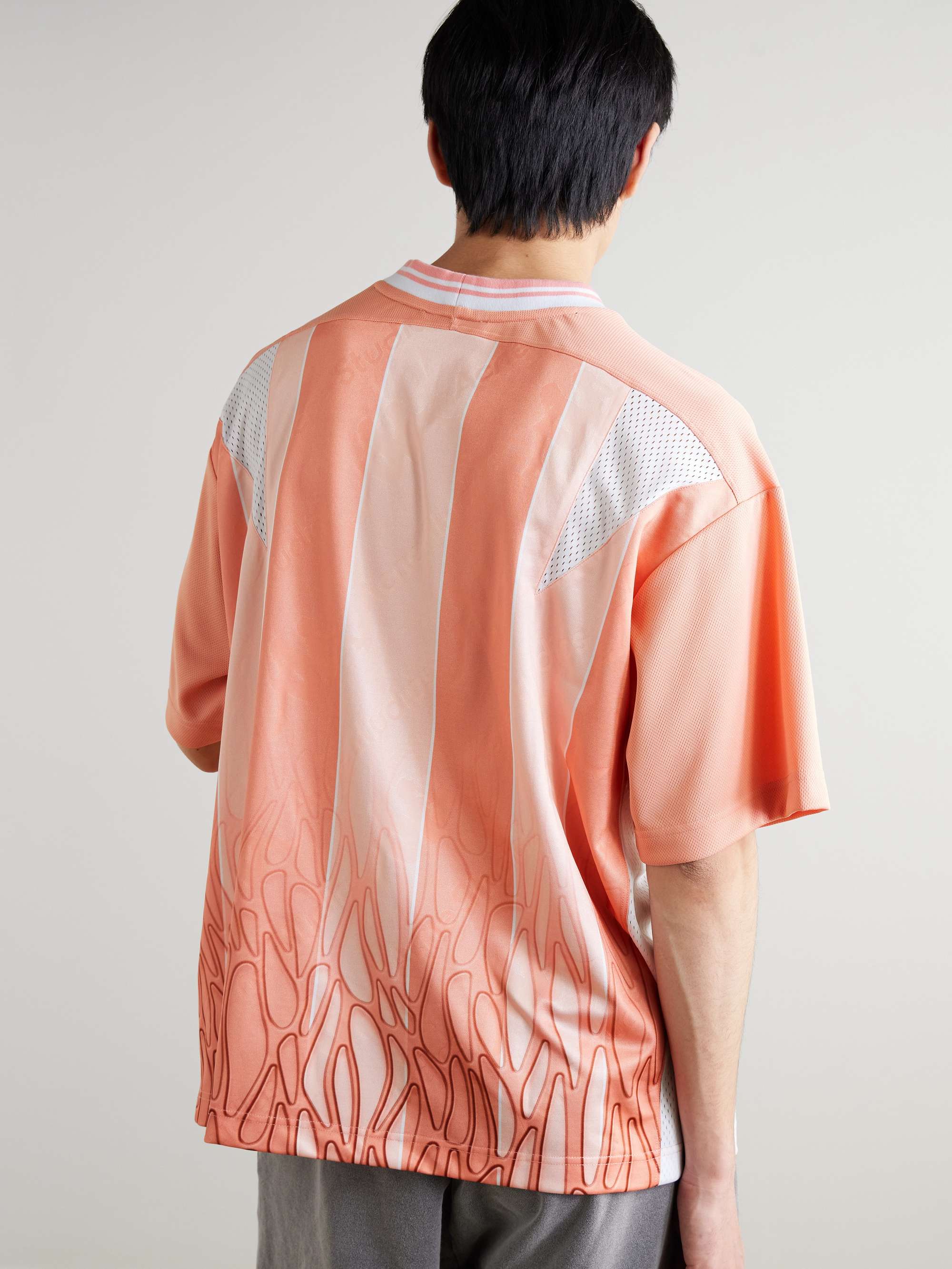 + Kappa Logo-Embroidered Mesh-Panelled Striped Shell T-Shirt view