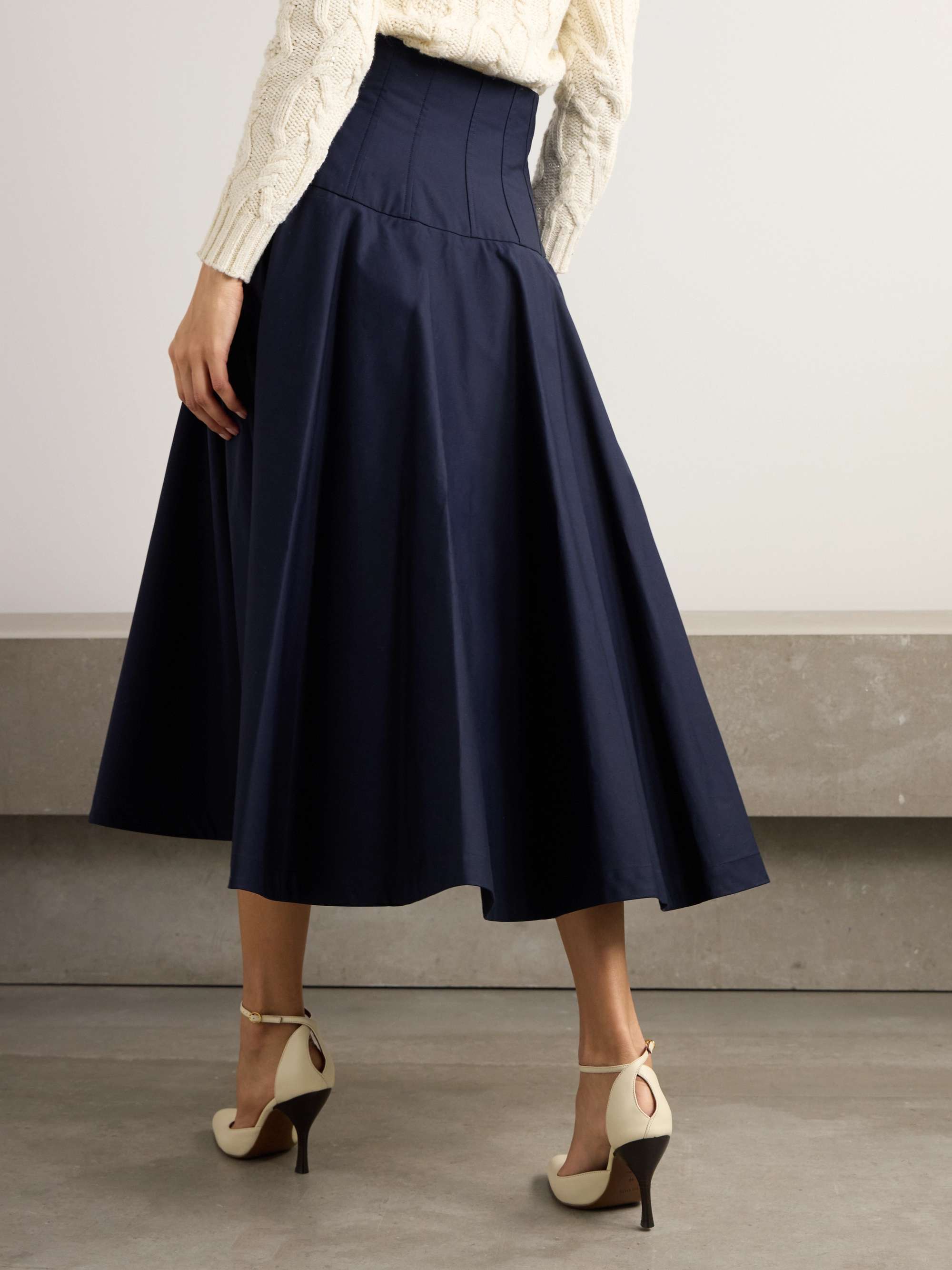 Nell pleated cotton midi skirt view