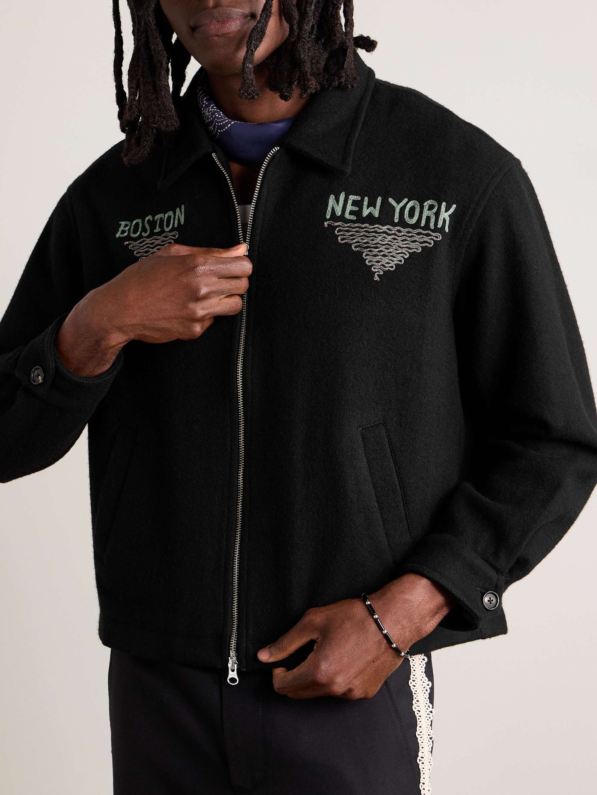 Lighthouse Embroidered Wool-Blend Jacket view