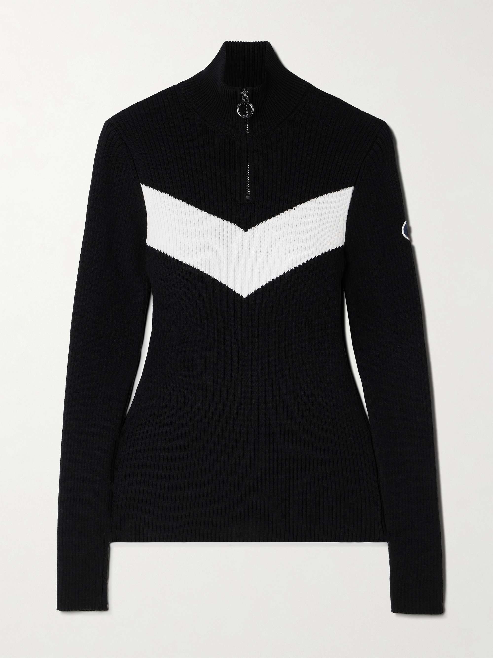 Andromede striped ribbed-knit half-zip sweater view