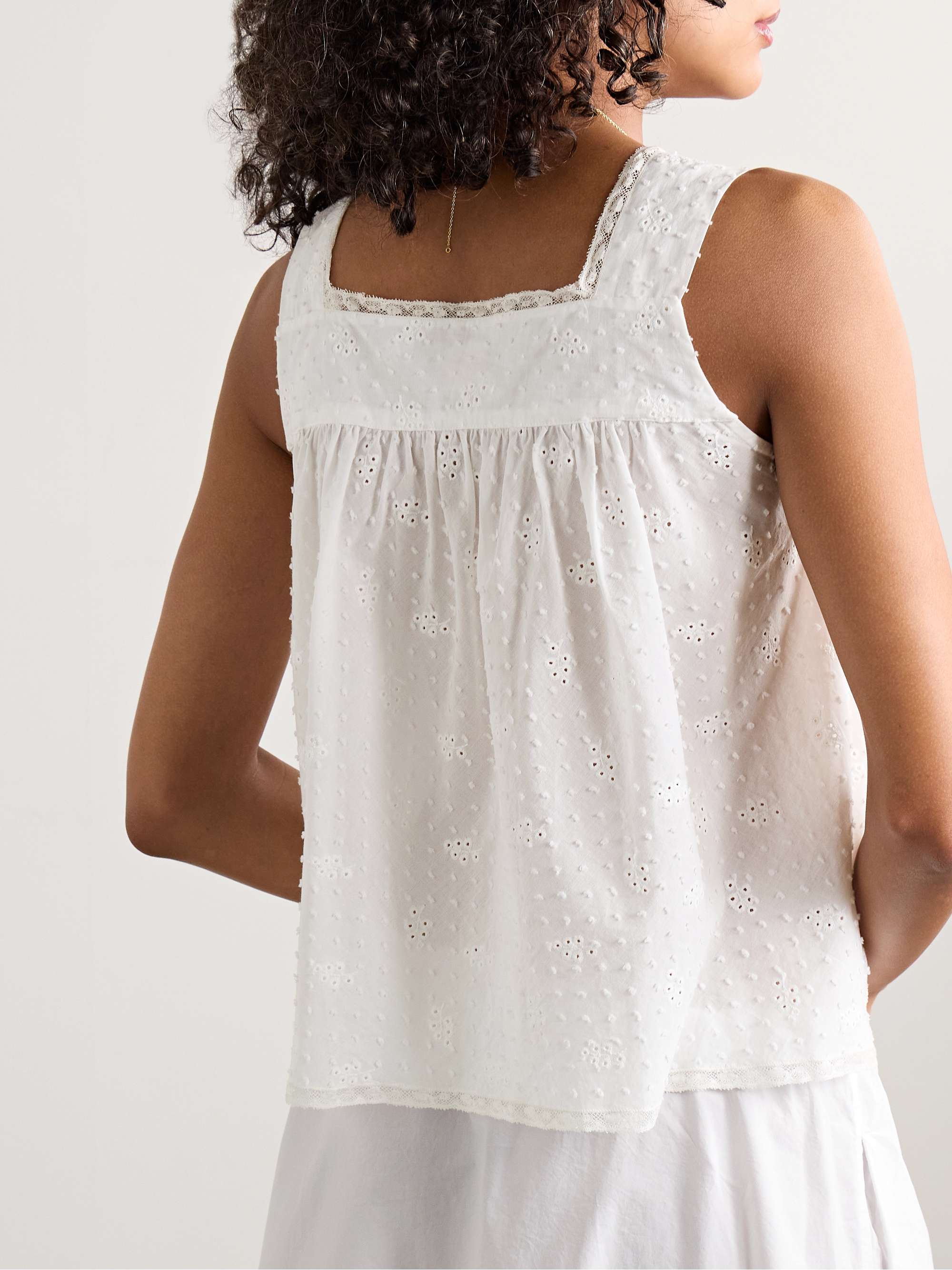 Suvereto lace-trimmed Swiss-dot and broderie anglaise cotton-voile tank view