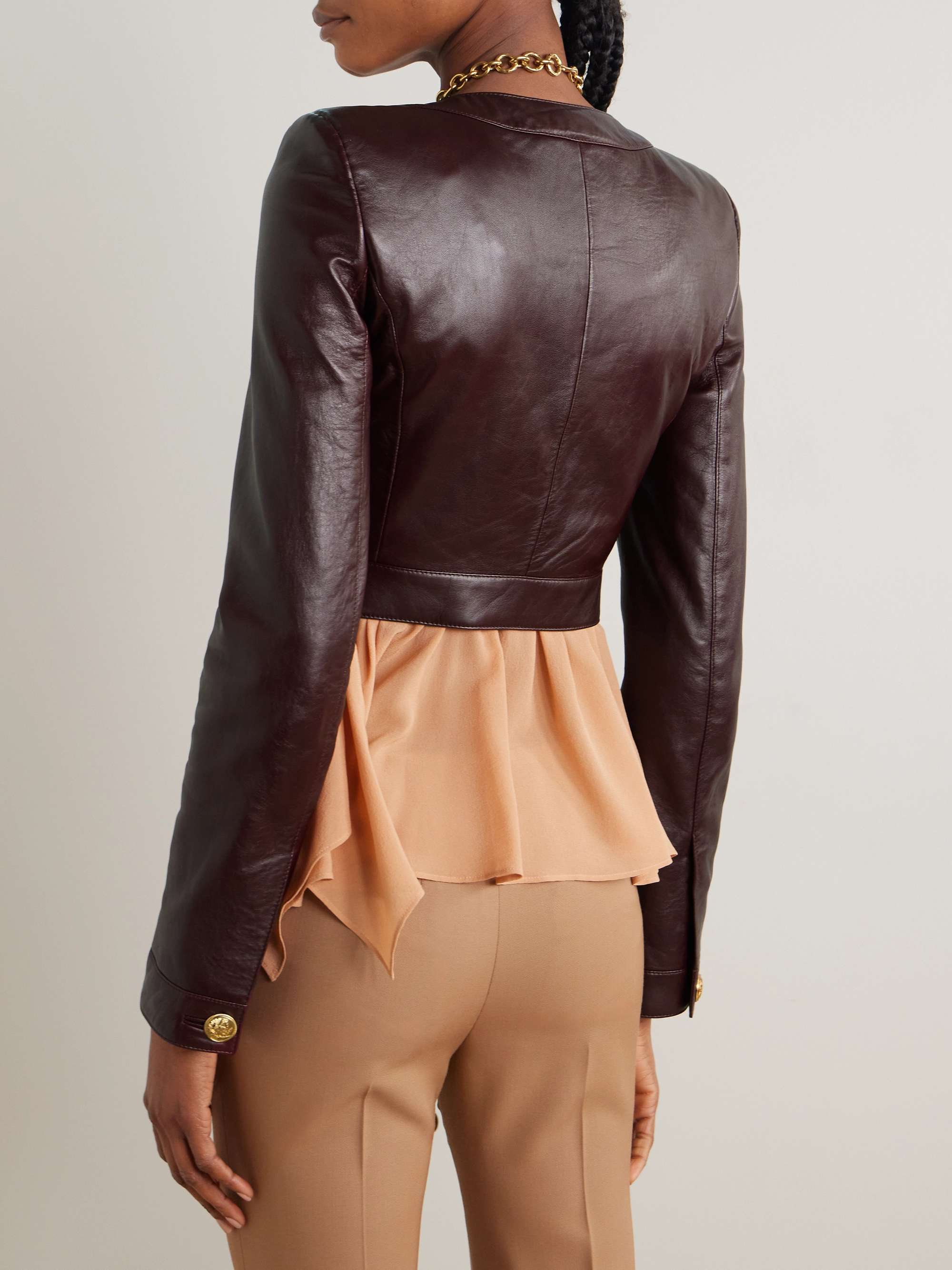 Cropped leather jacket view