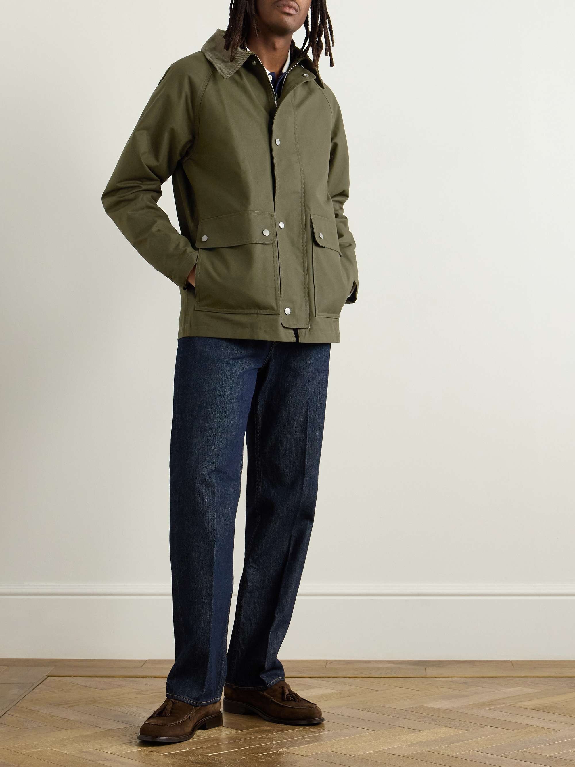 Glenn Corduroy-Trimmed Waxed Organic Cotton Jacket view