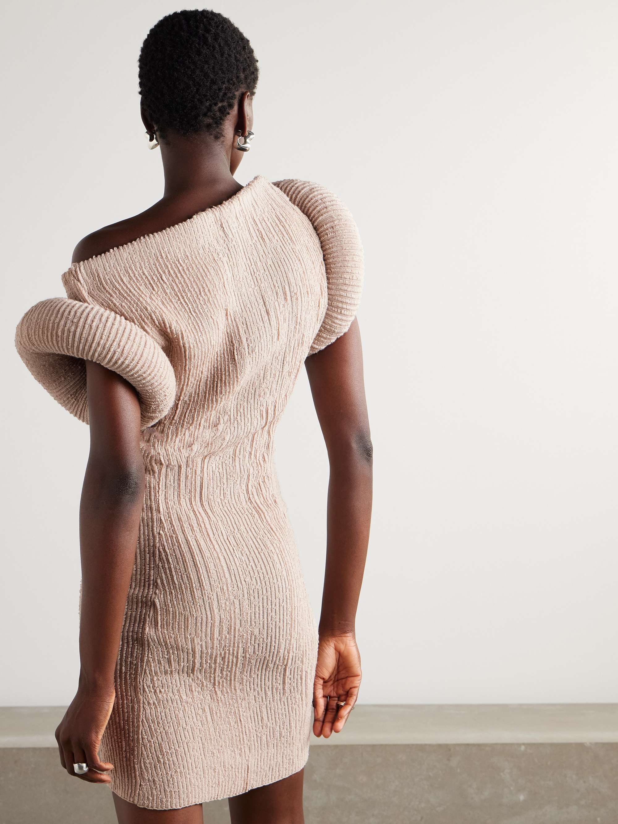 Frayed ribbed bouclé mini dress view