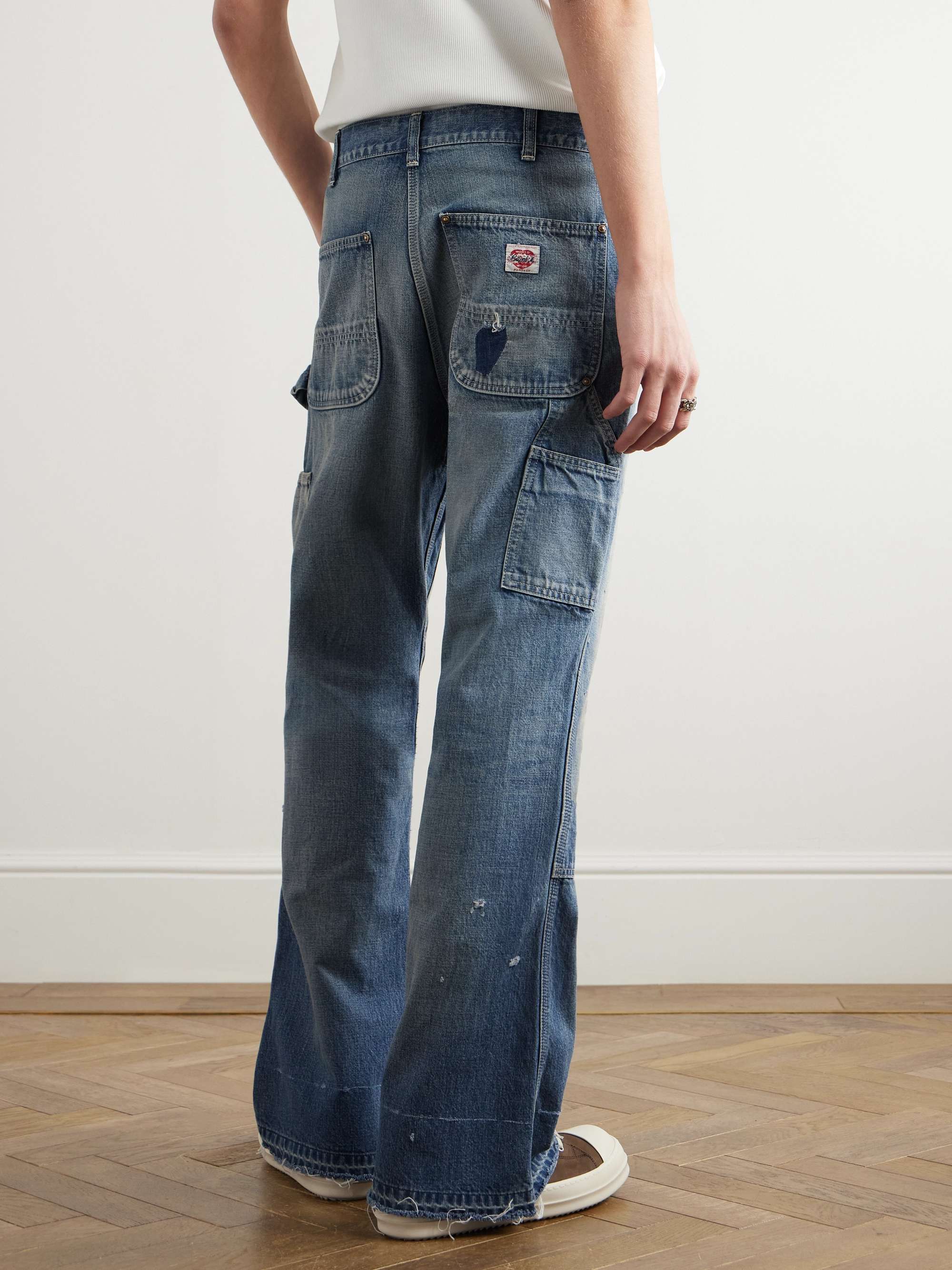 Bootcut Panelled Distressed Jeans view
