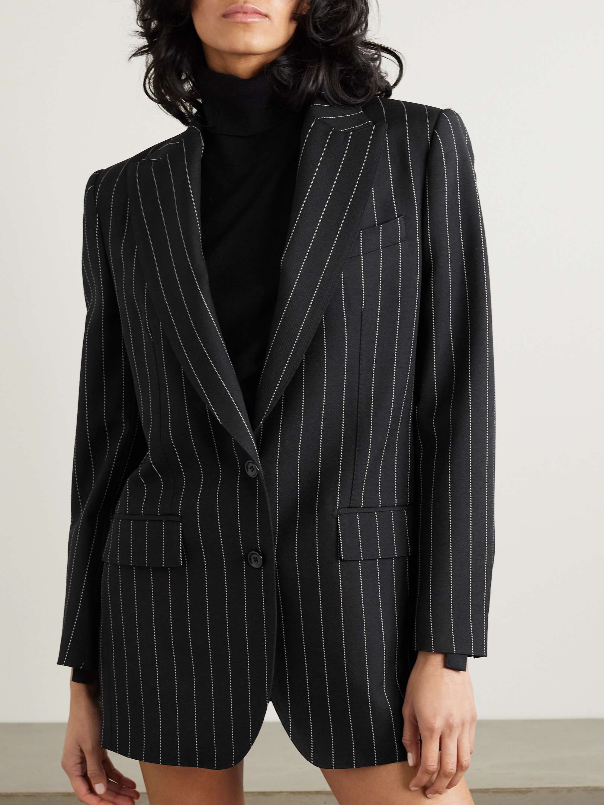 Pinstriped wool-twill blazer view