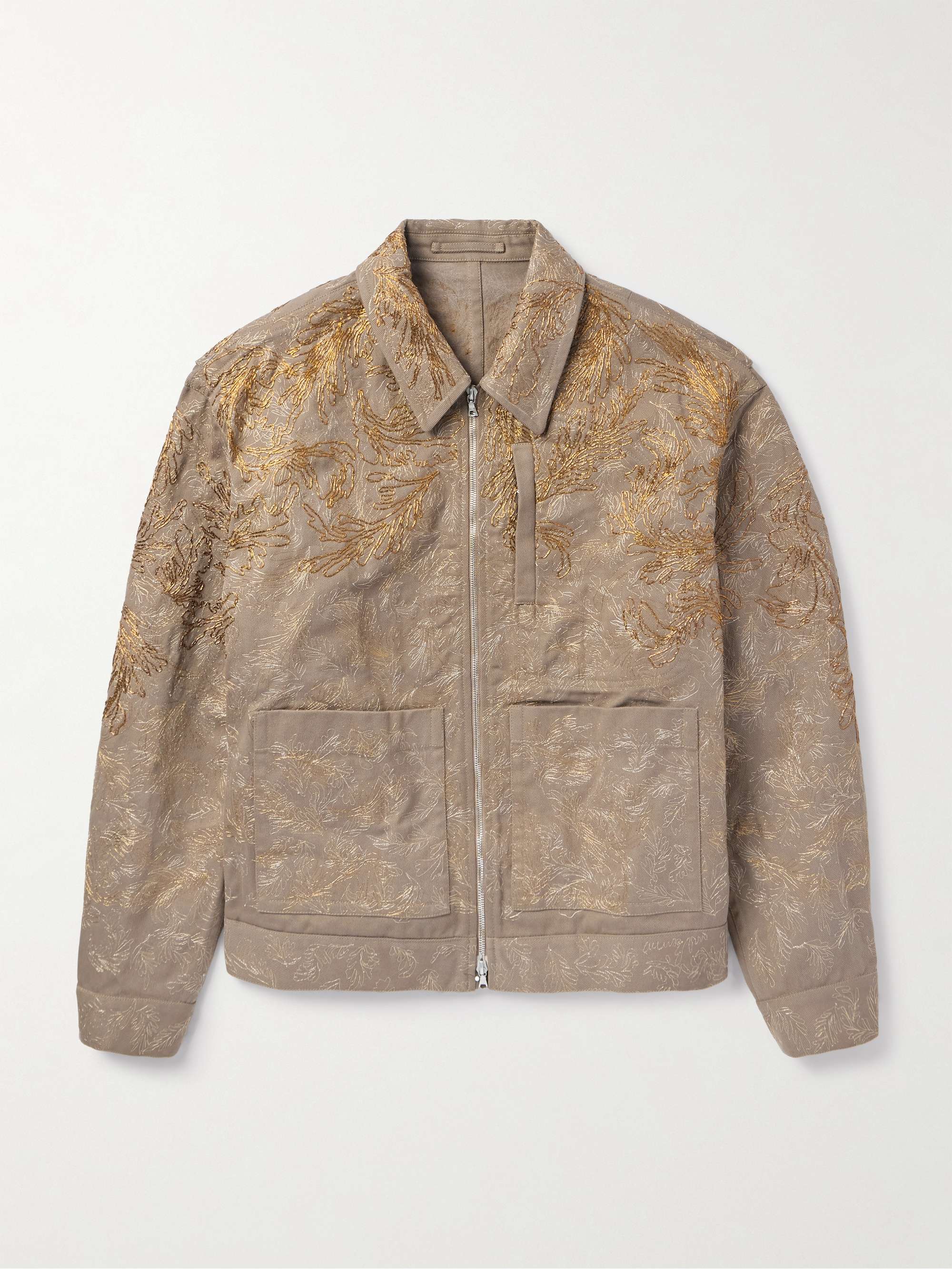 Metallic Embroidered Cotton-Twill Blouson Jacket view