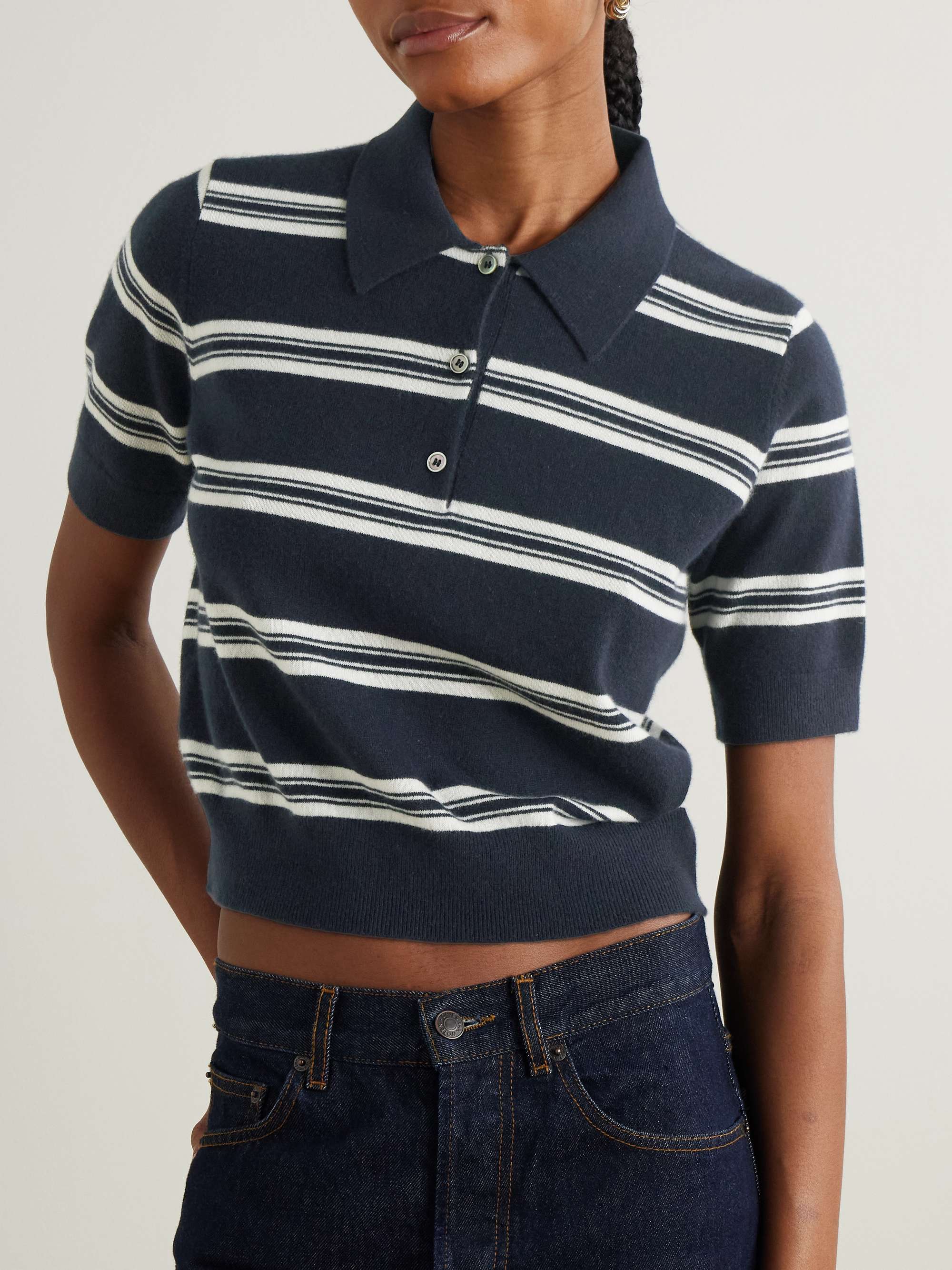 Octavia striped cashmere polo shirt view
