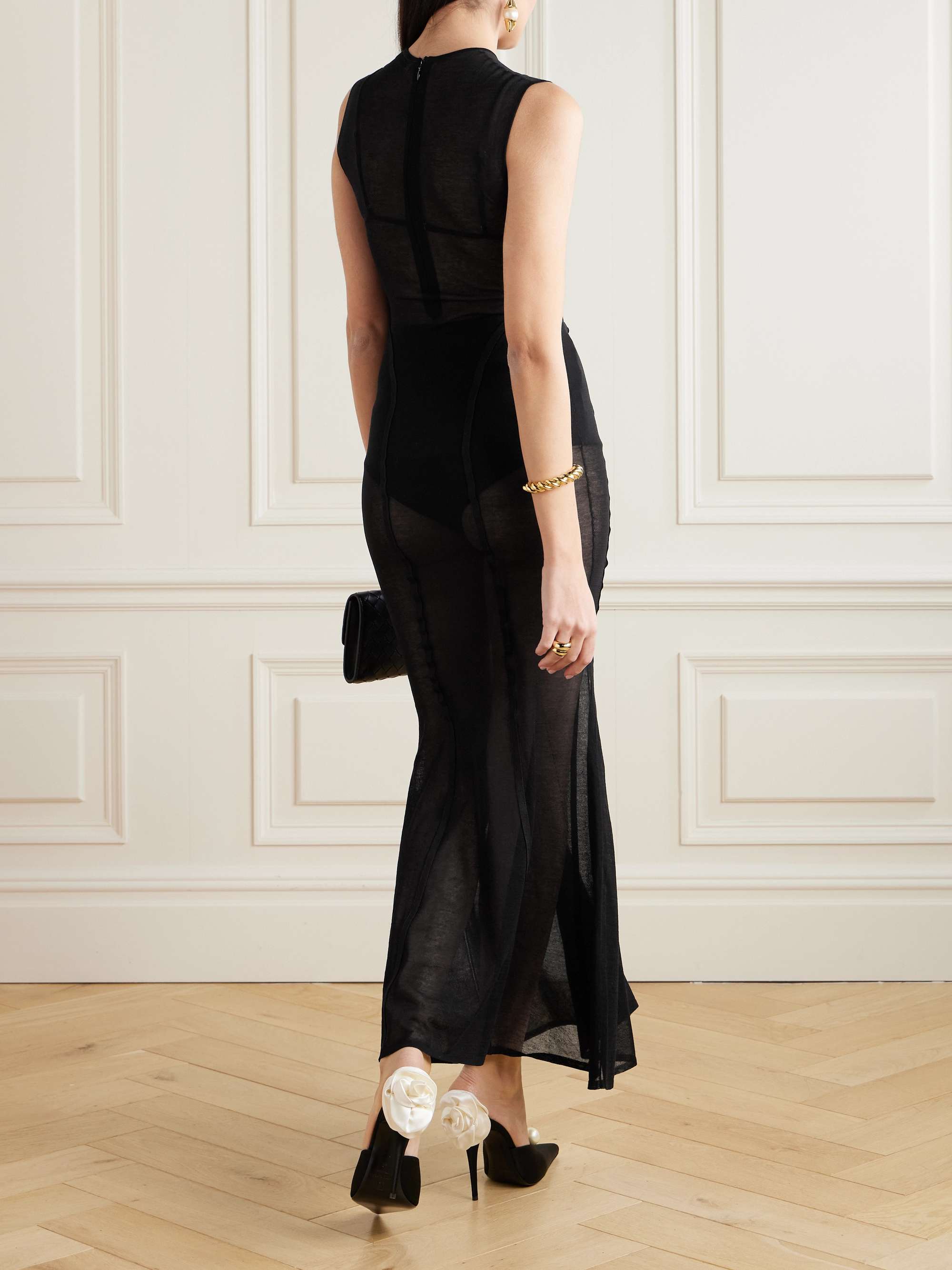 Paneled cotton-blend maxi dress view