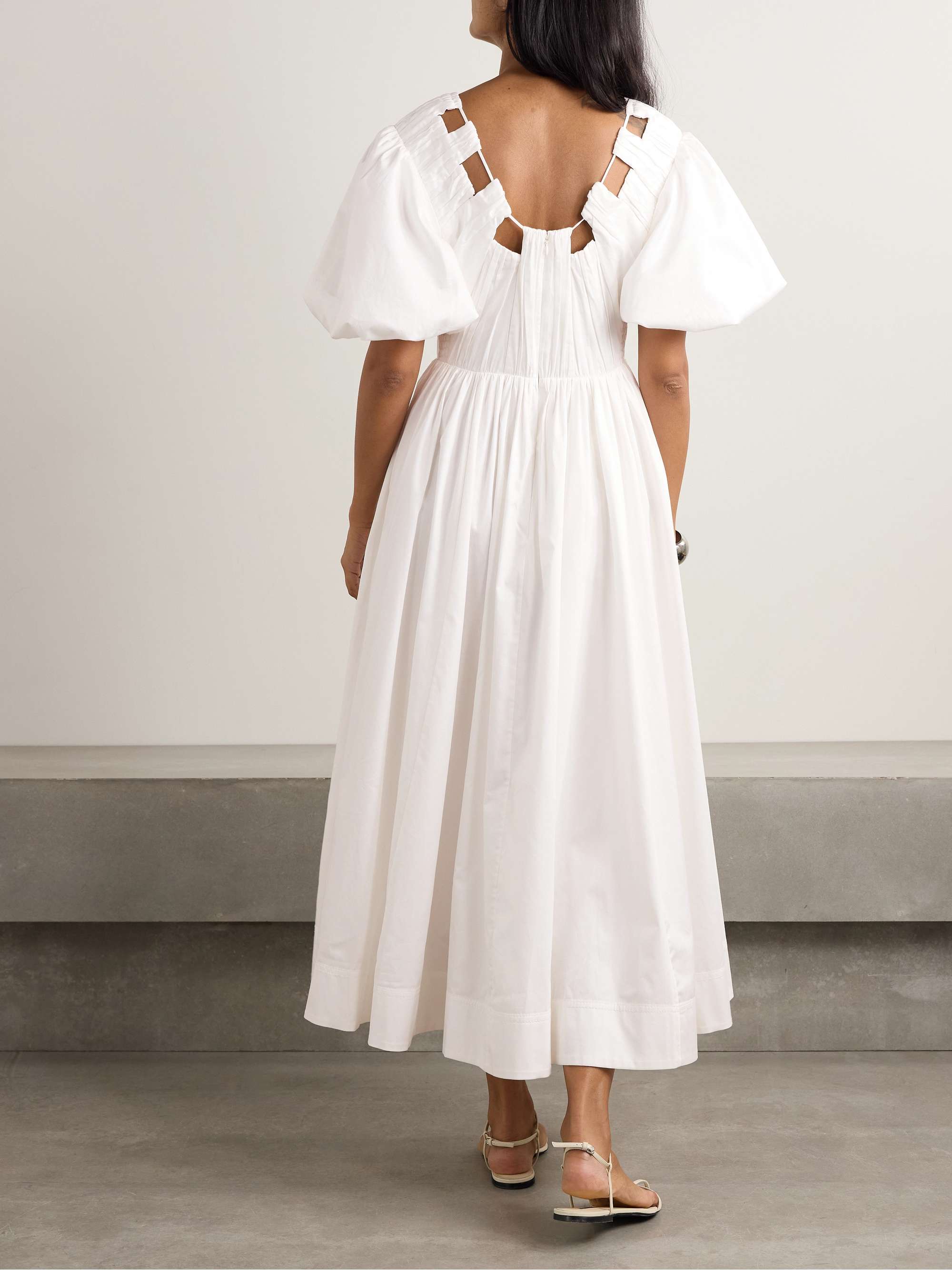 Esmerie gathered organic cotton-poplin midi dress view